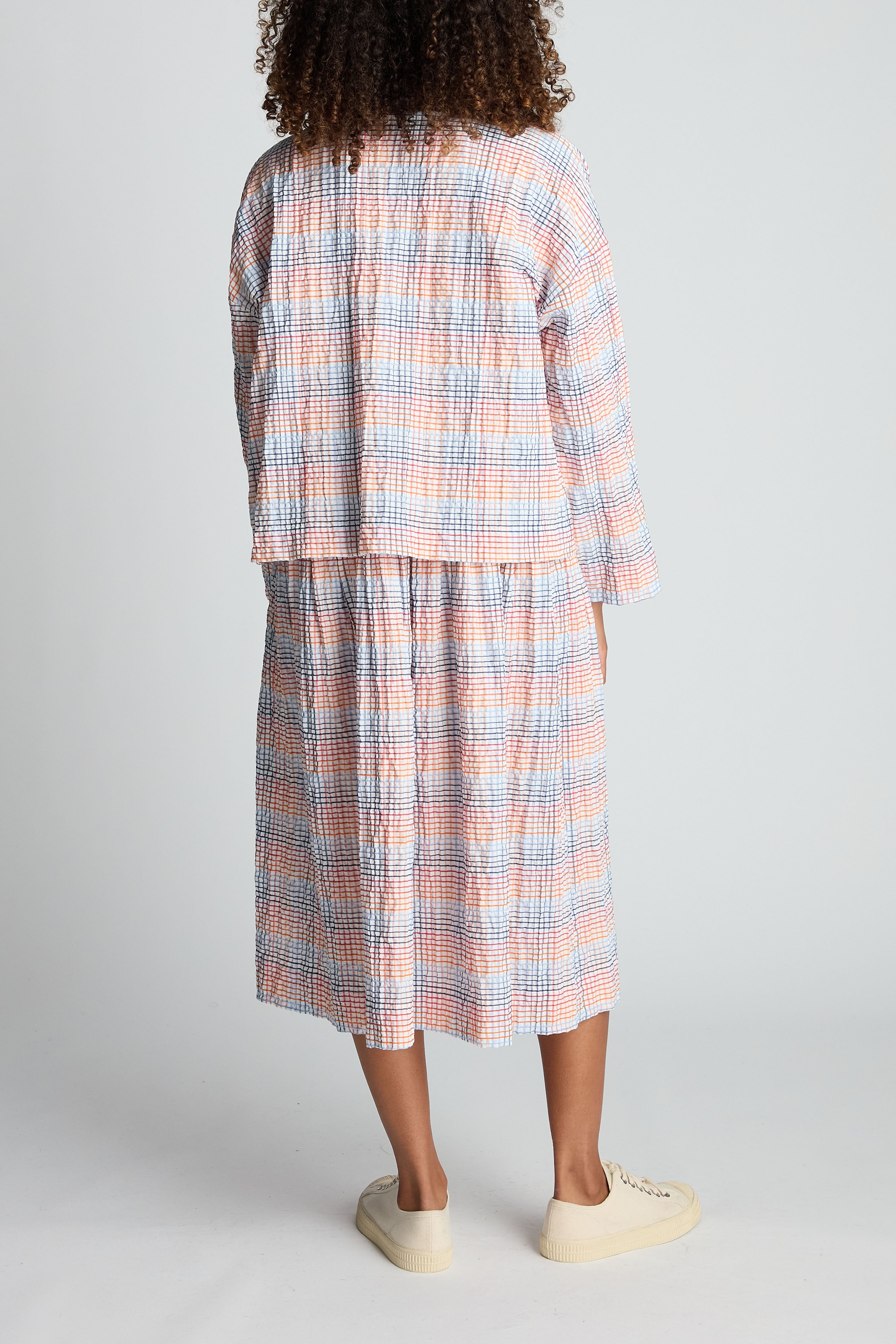 Crinkle Mini Check Jacket - White