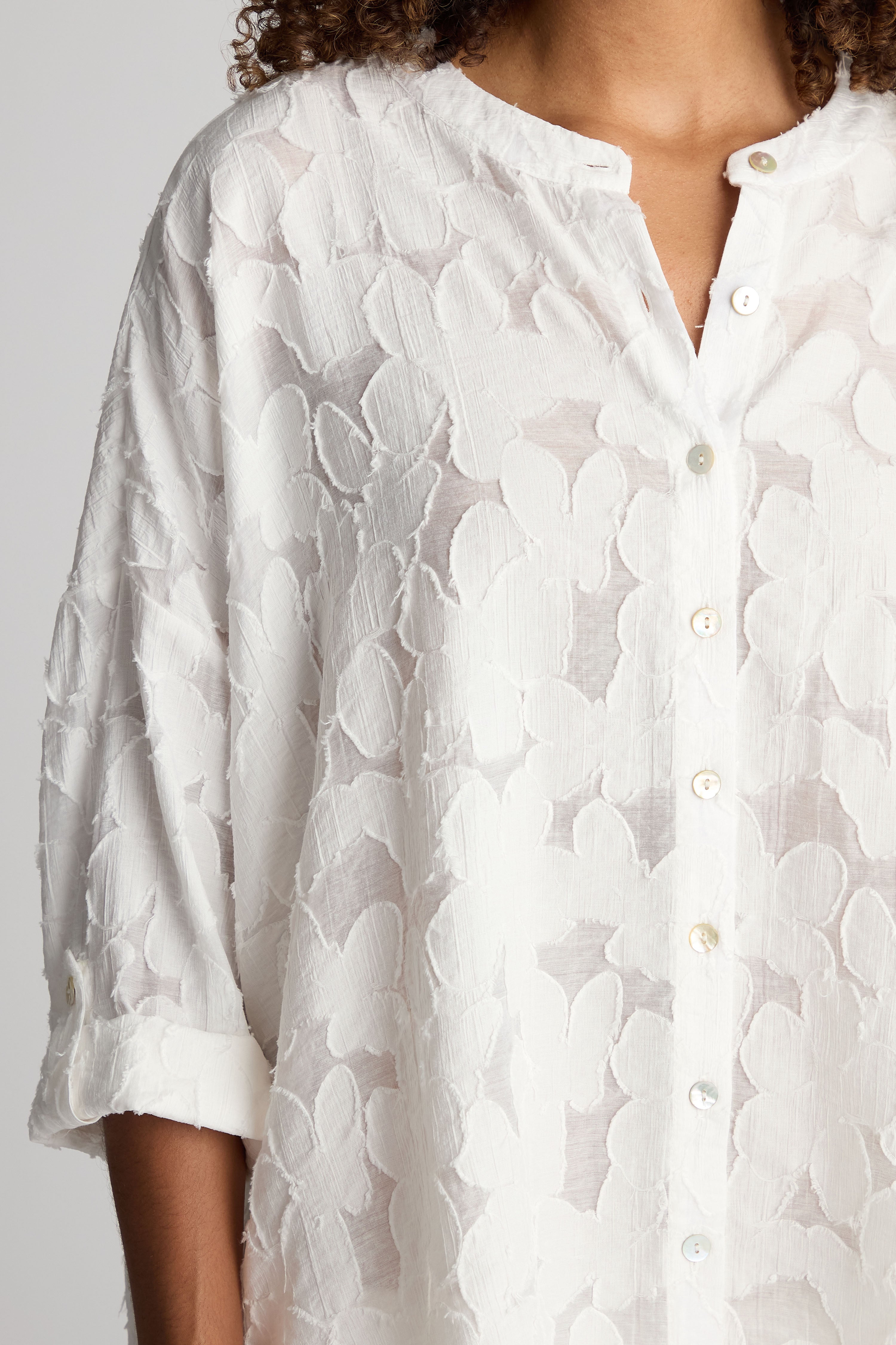 Floral Burnout Shirt - White