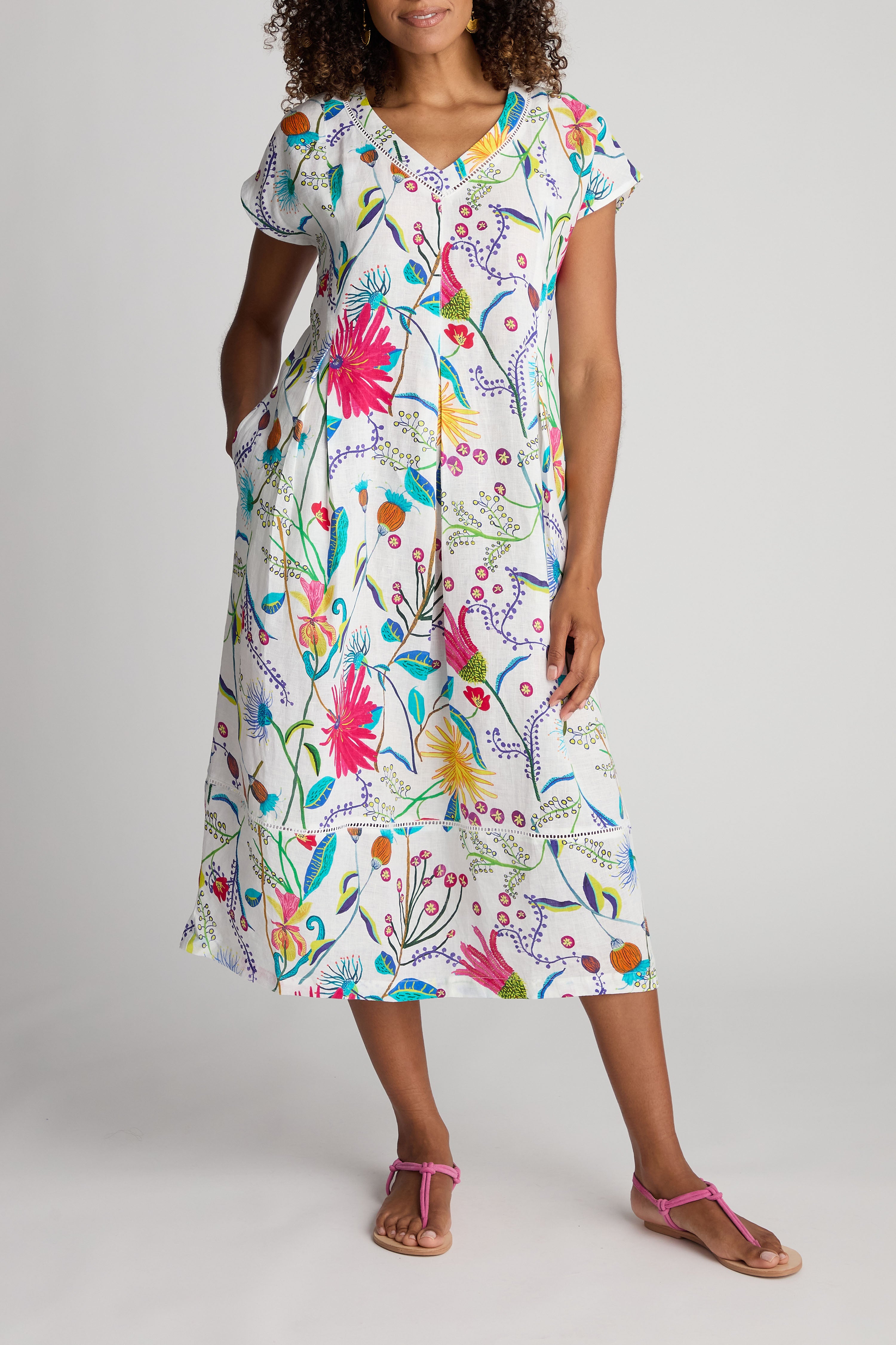 Wild Garden Linen Dress - Multi