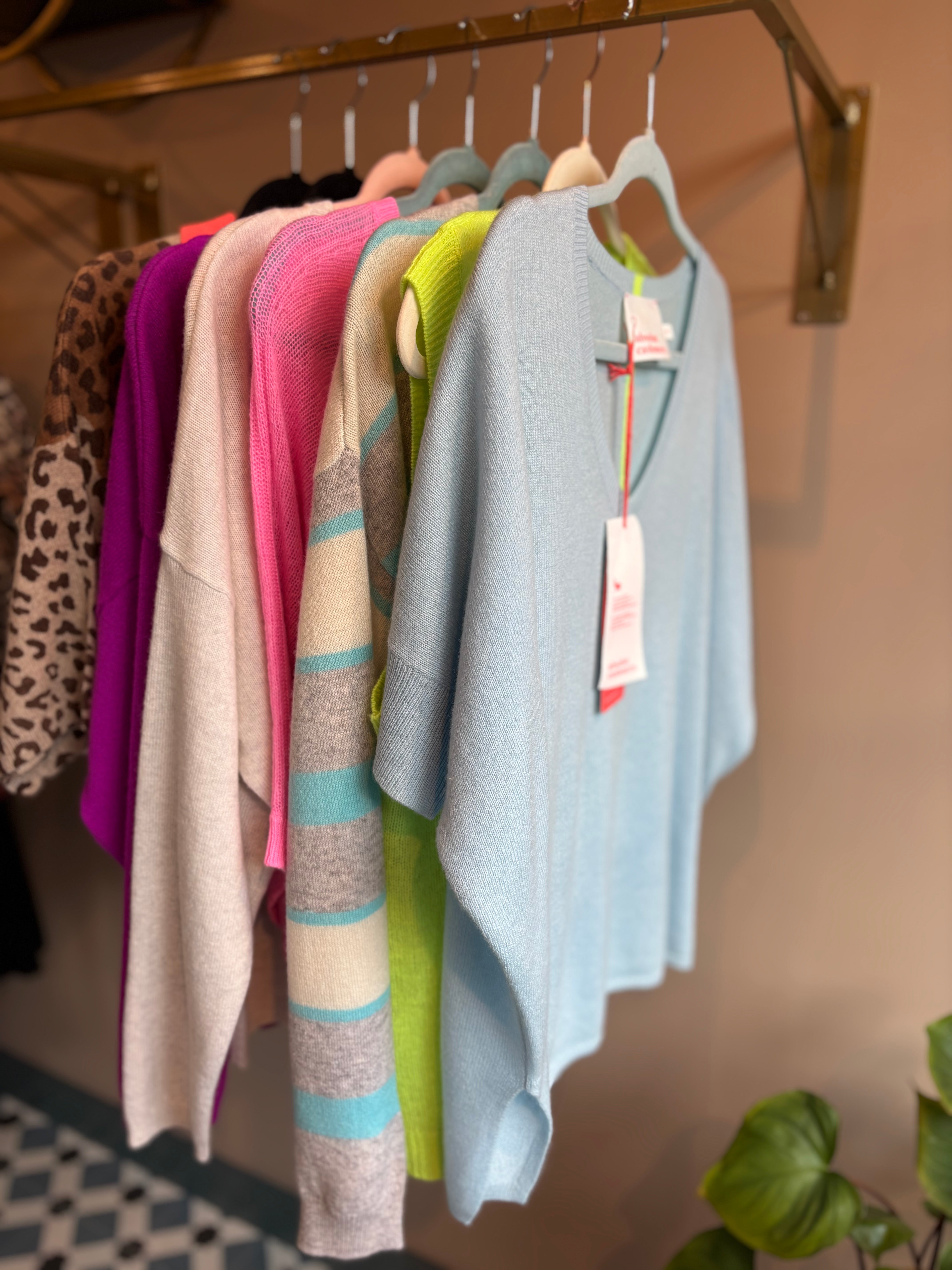 Ingrid Short Sleeved Jumper - Sky/Lemon Neon