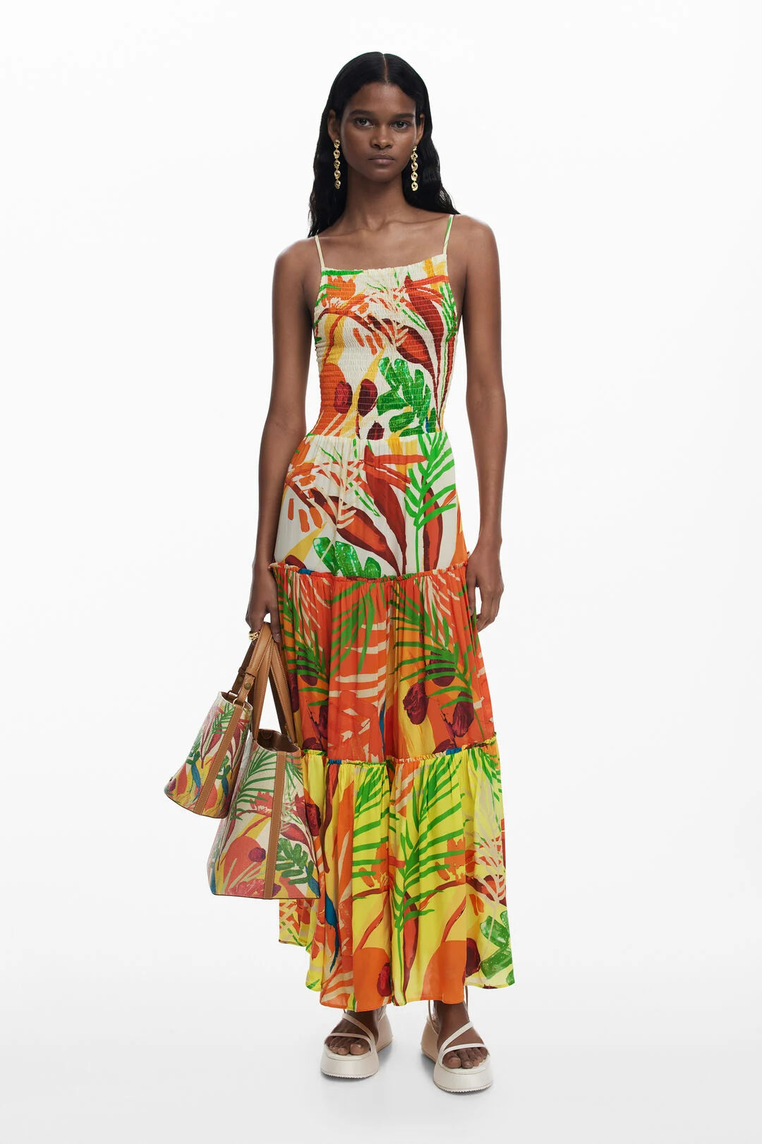 Tropical Maxi Dress - Orange
