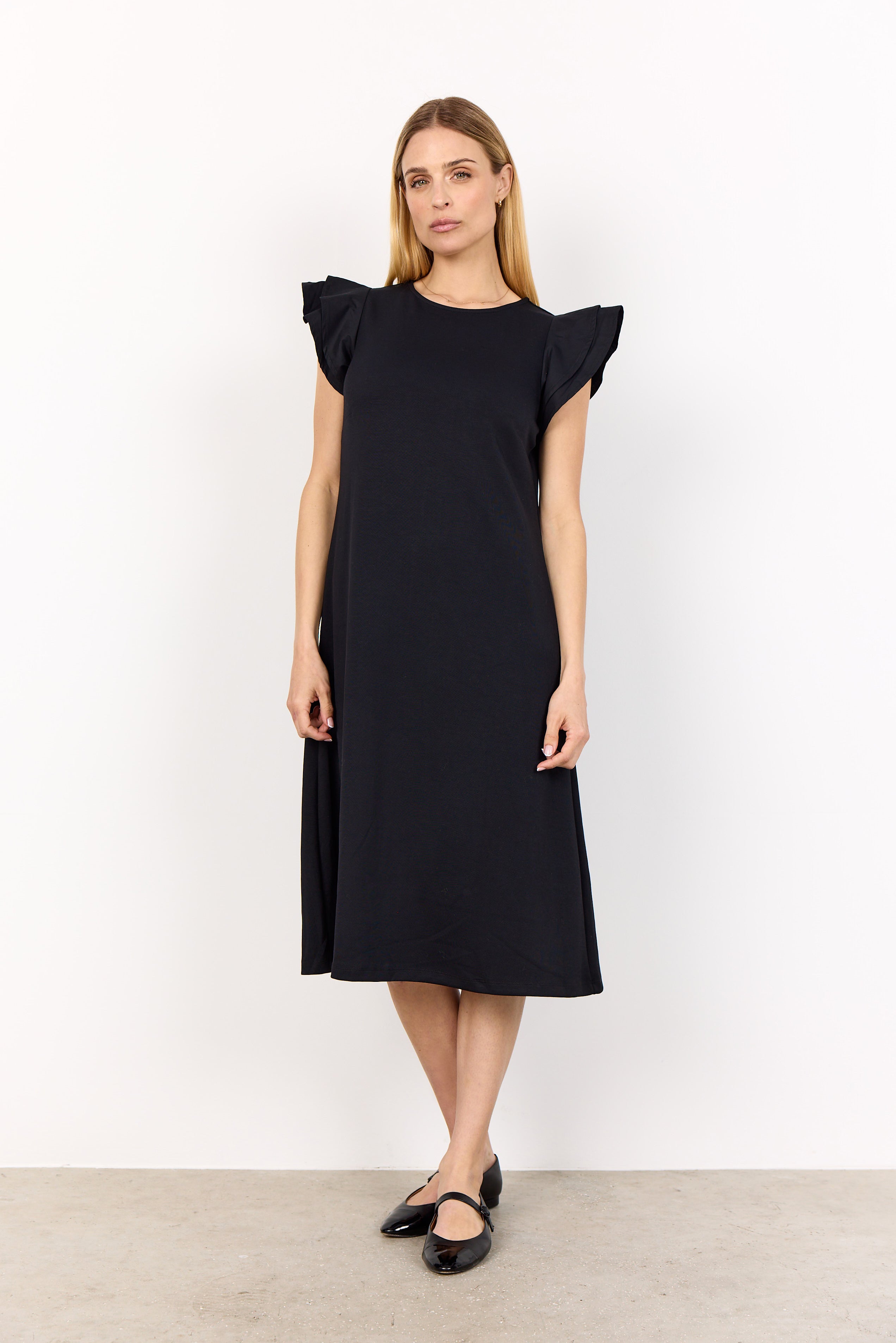 Banu Frill Sleeve Dress | Black