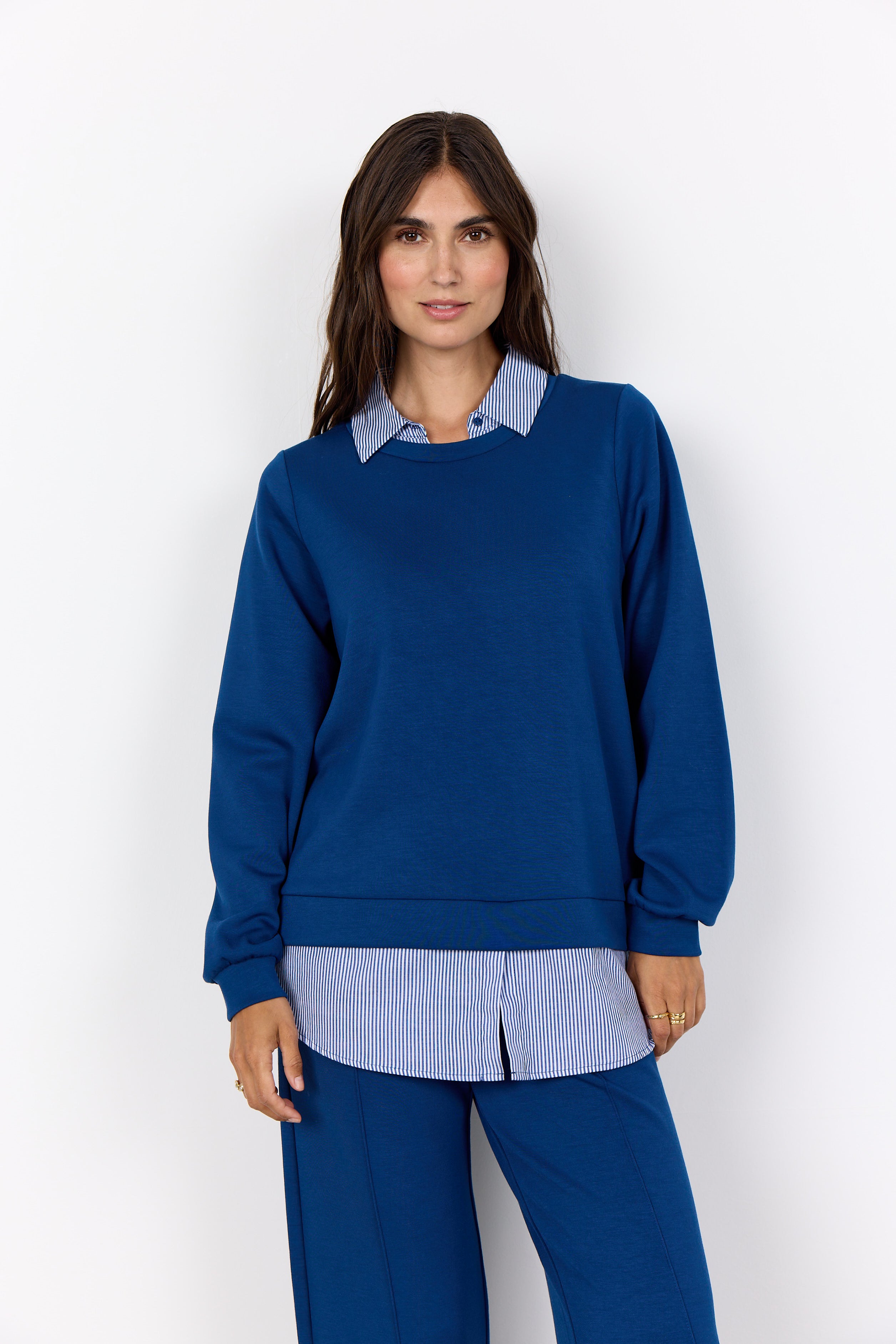 Banu Stripe Shirt Sweater - Royal Blue