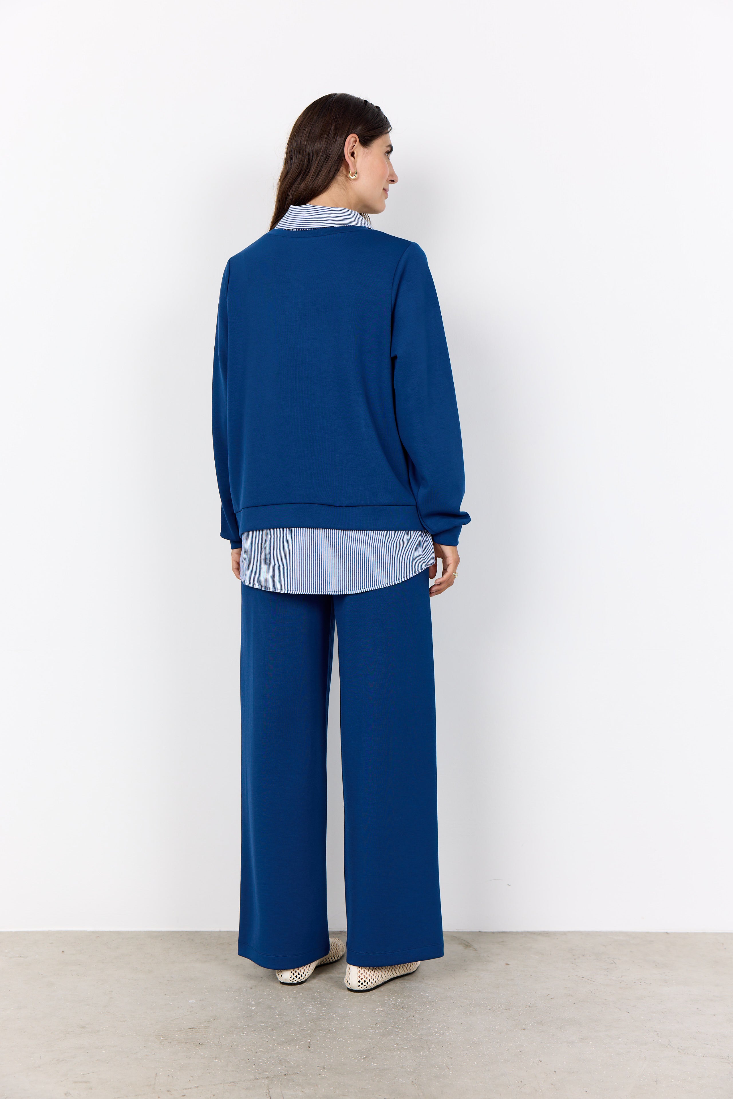 Banu Stripe Shirt Sweater - Royal Blue