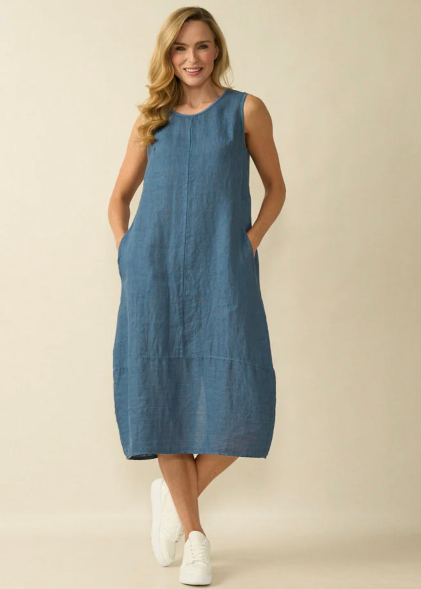 Linen Dress - Blue