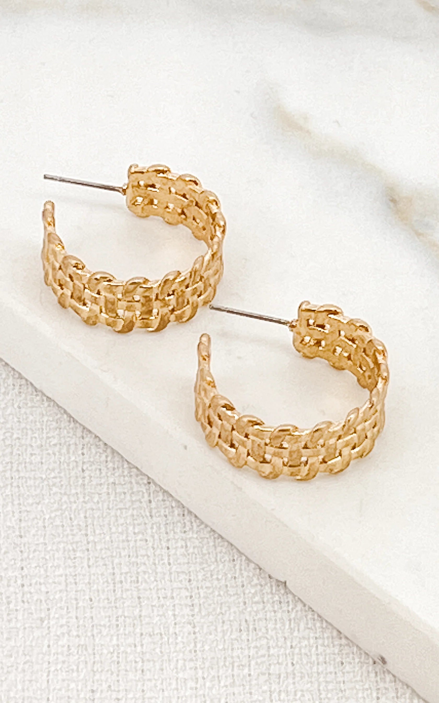 Woven Hoops - Gold
