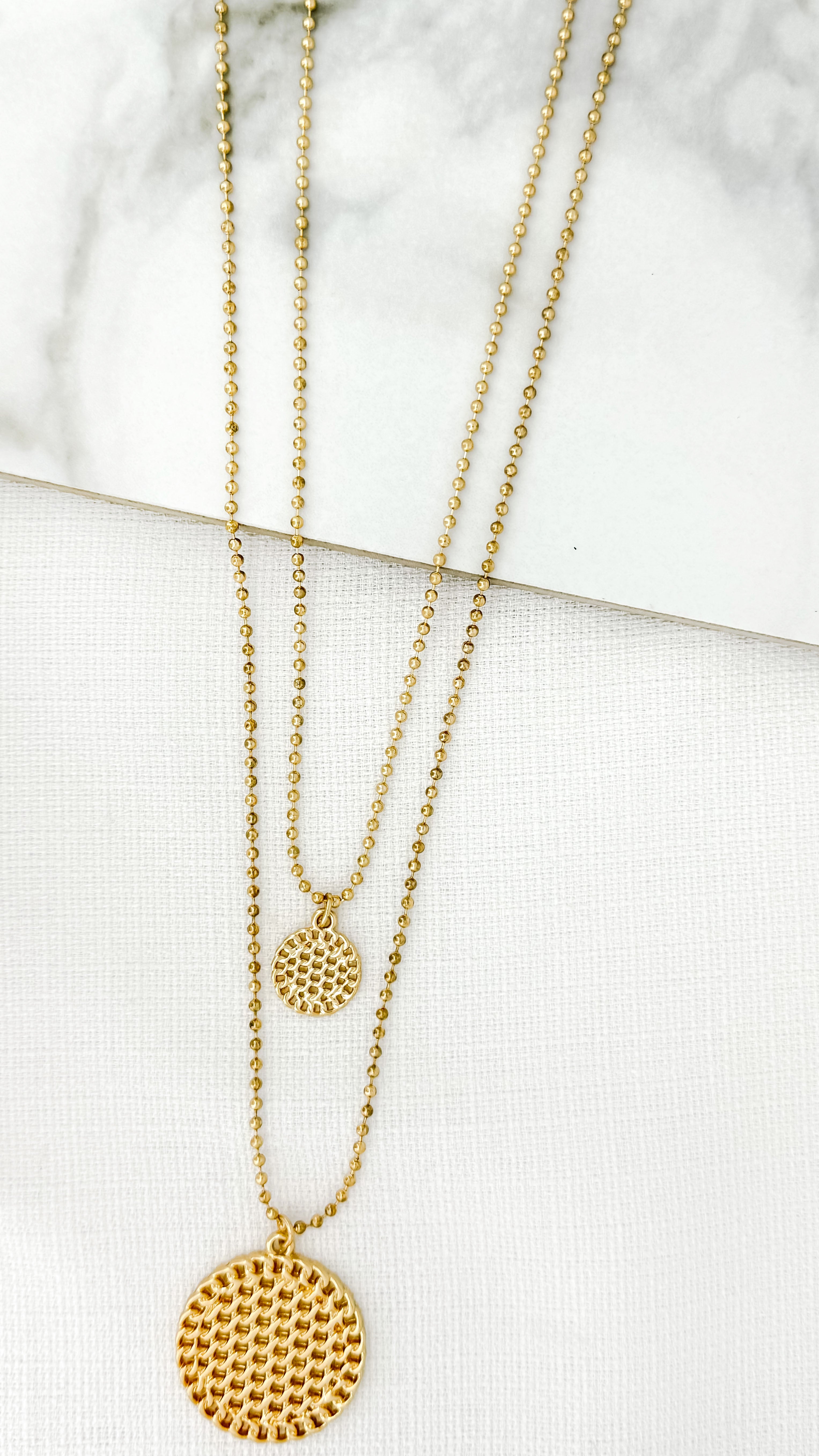 2 Layer Long Necklace - Gold