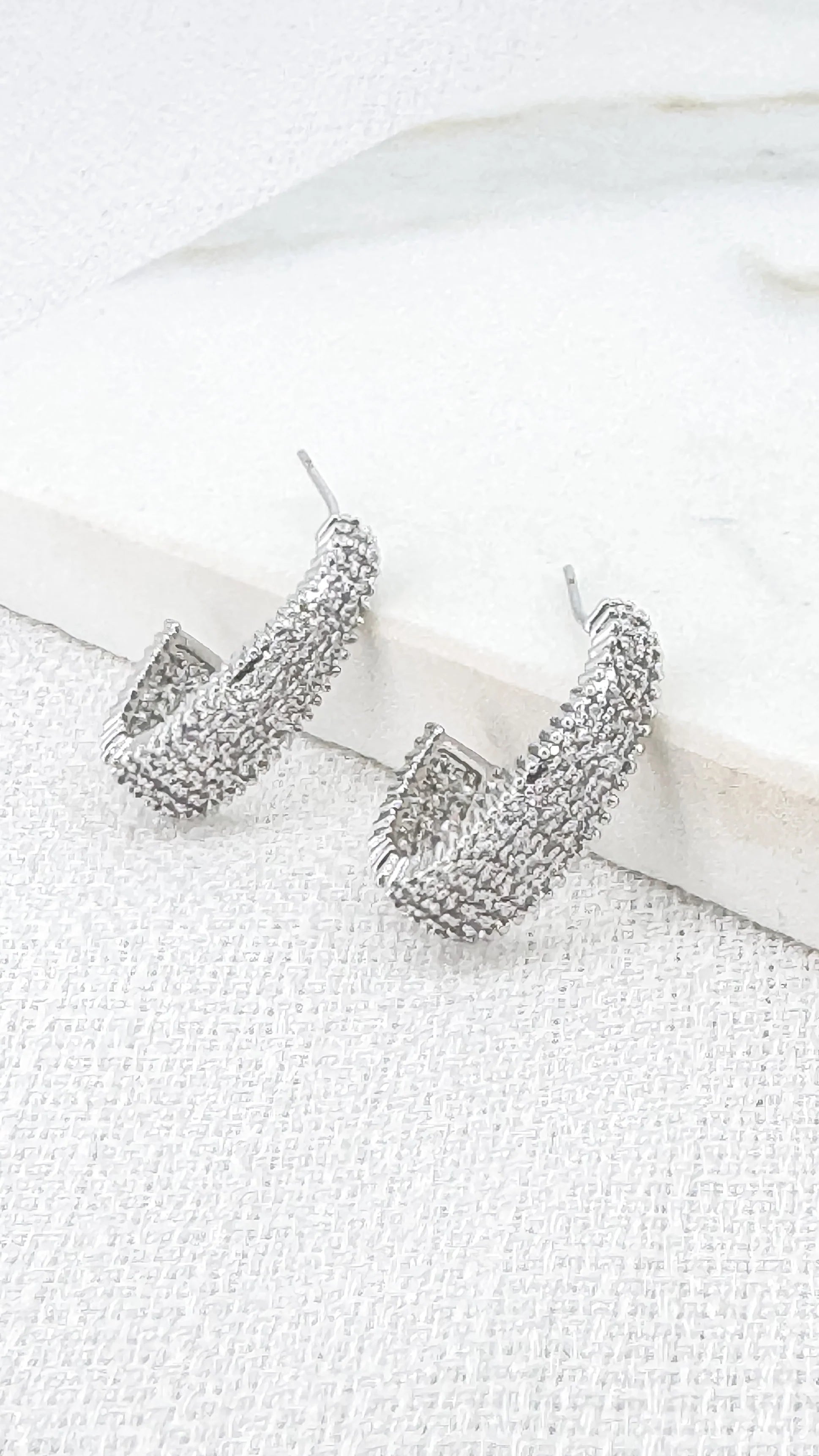 Diamante Hoops - Silver