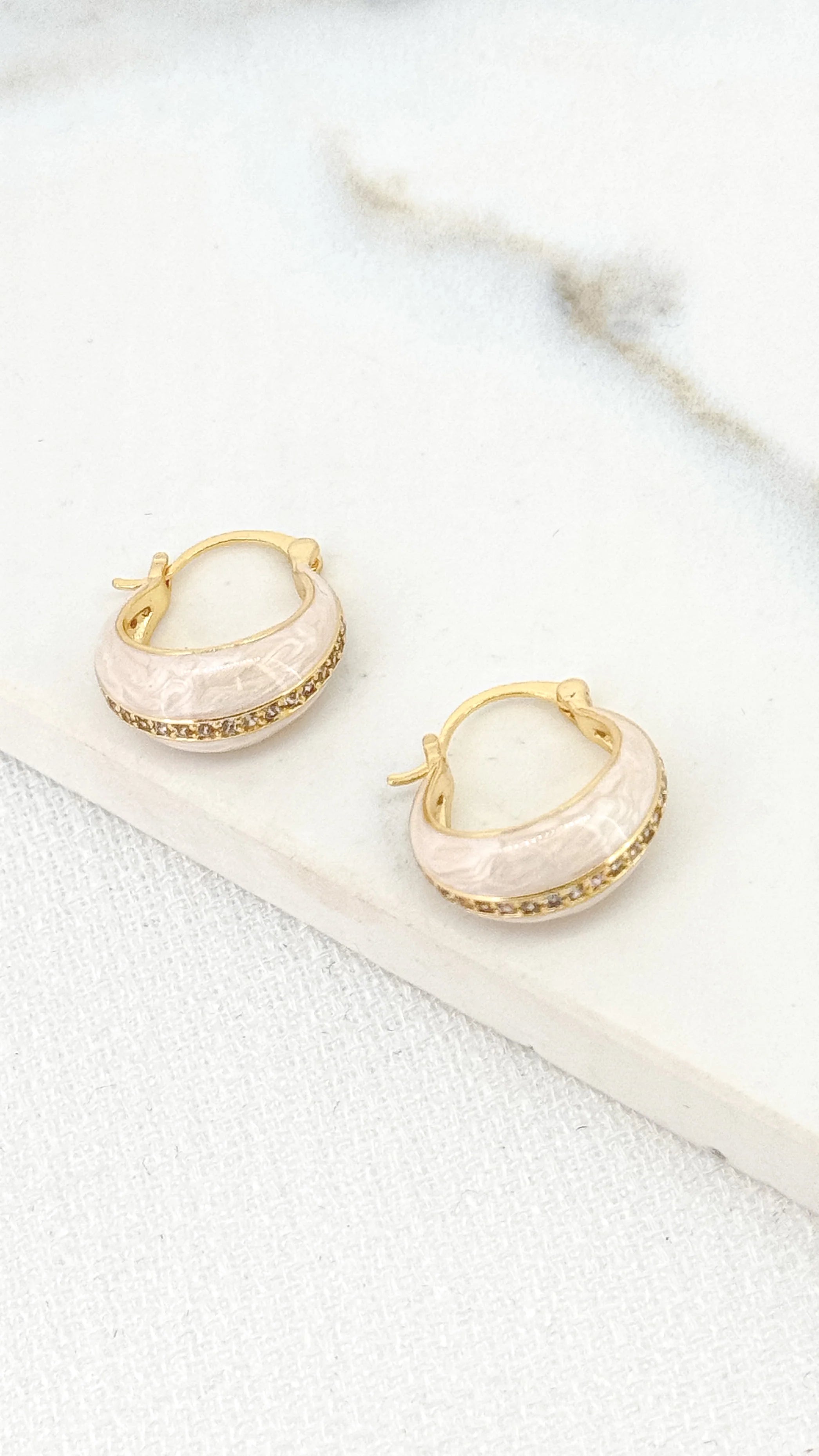 Pearl Hoops - Gold