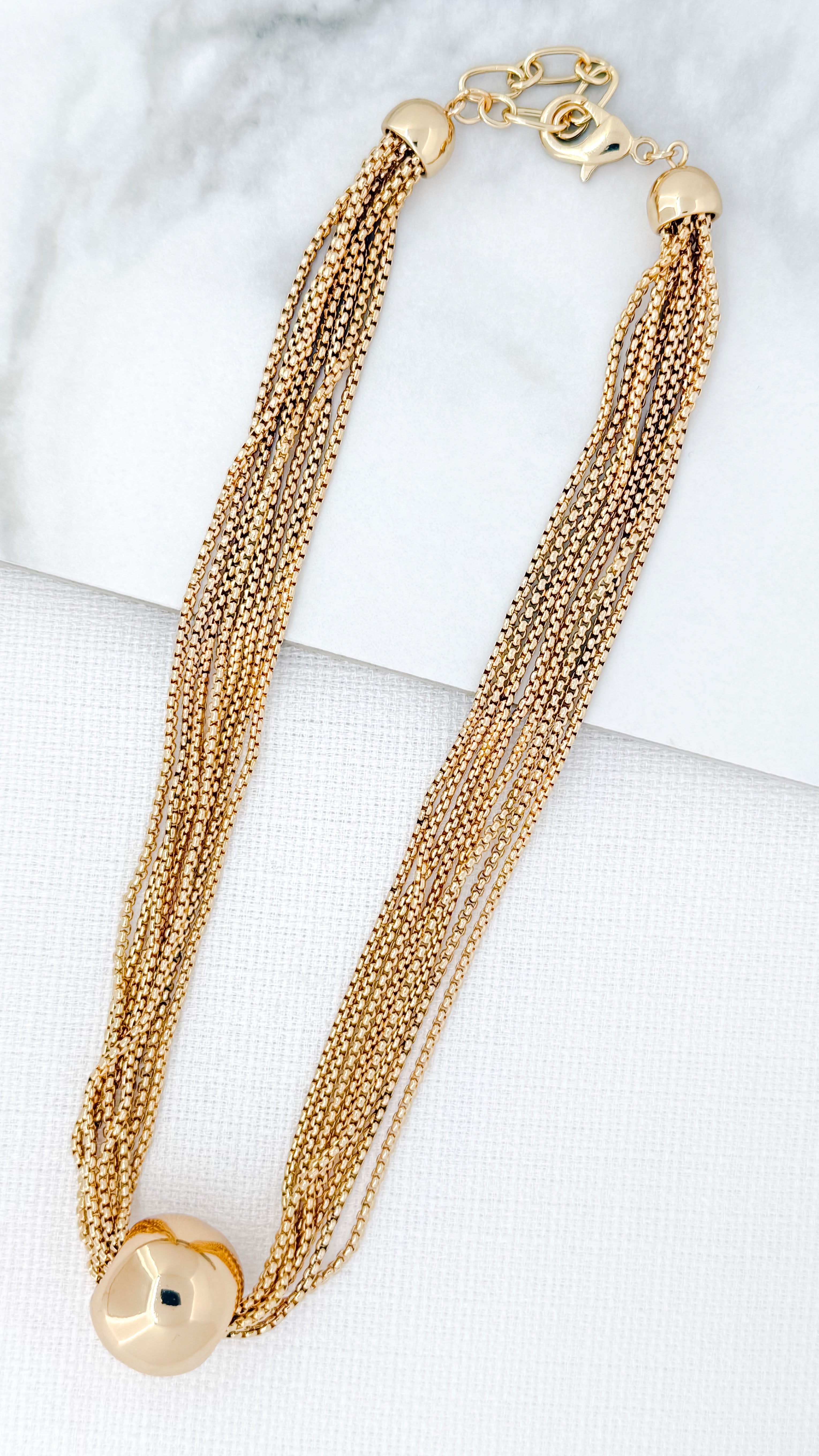Ball Short Necklace - Gold