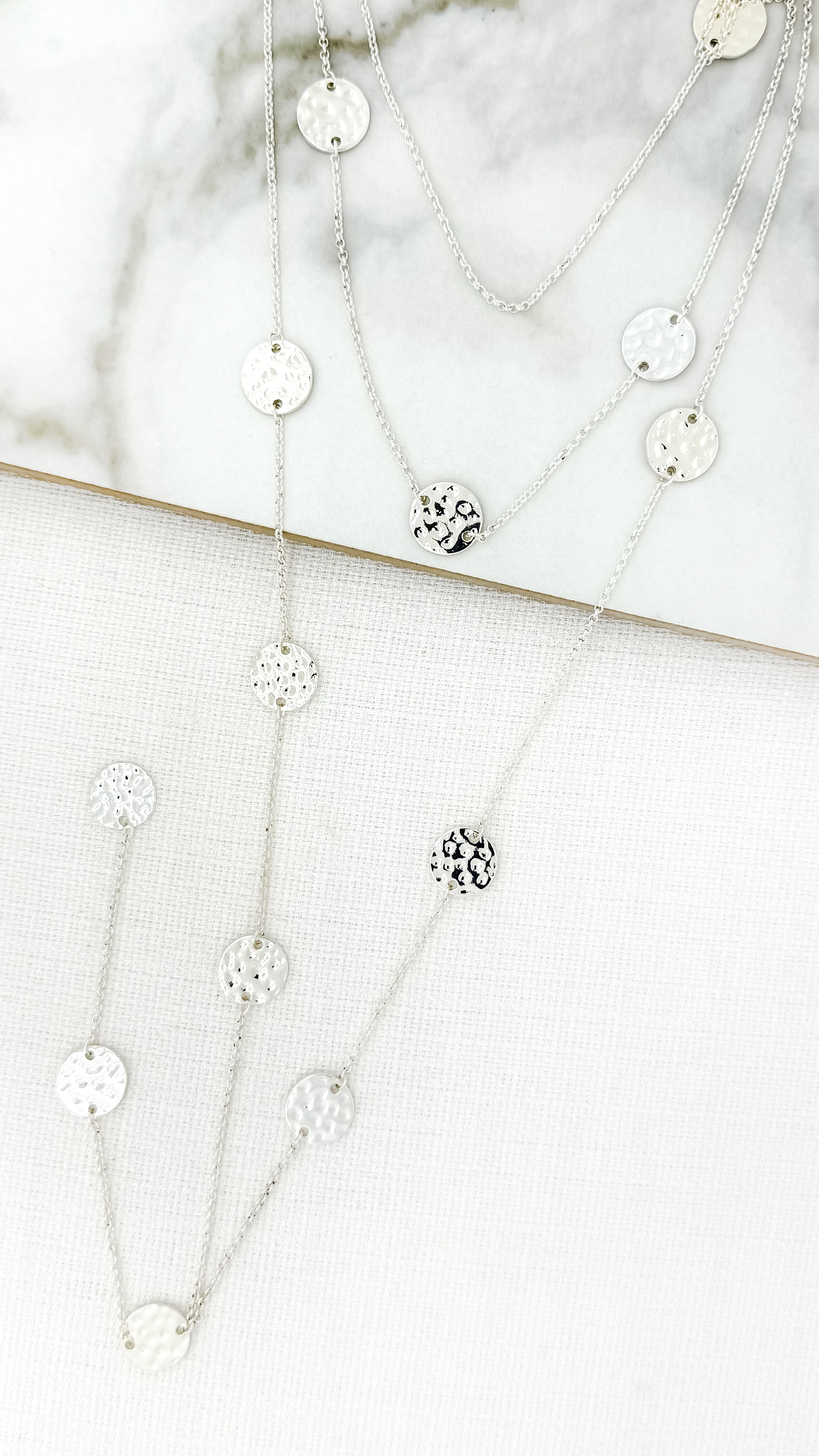 Long Layered Necklace - Silver