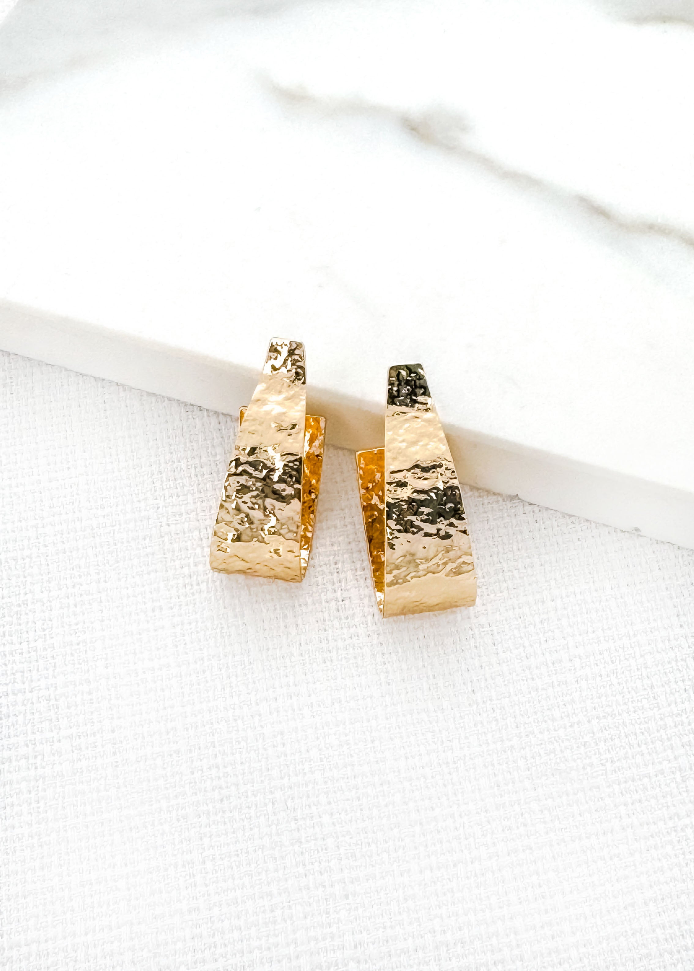 Drop Hoop Earrings - Gold