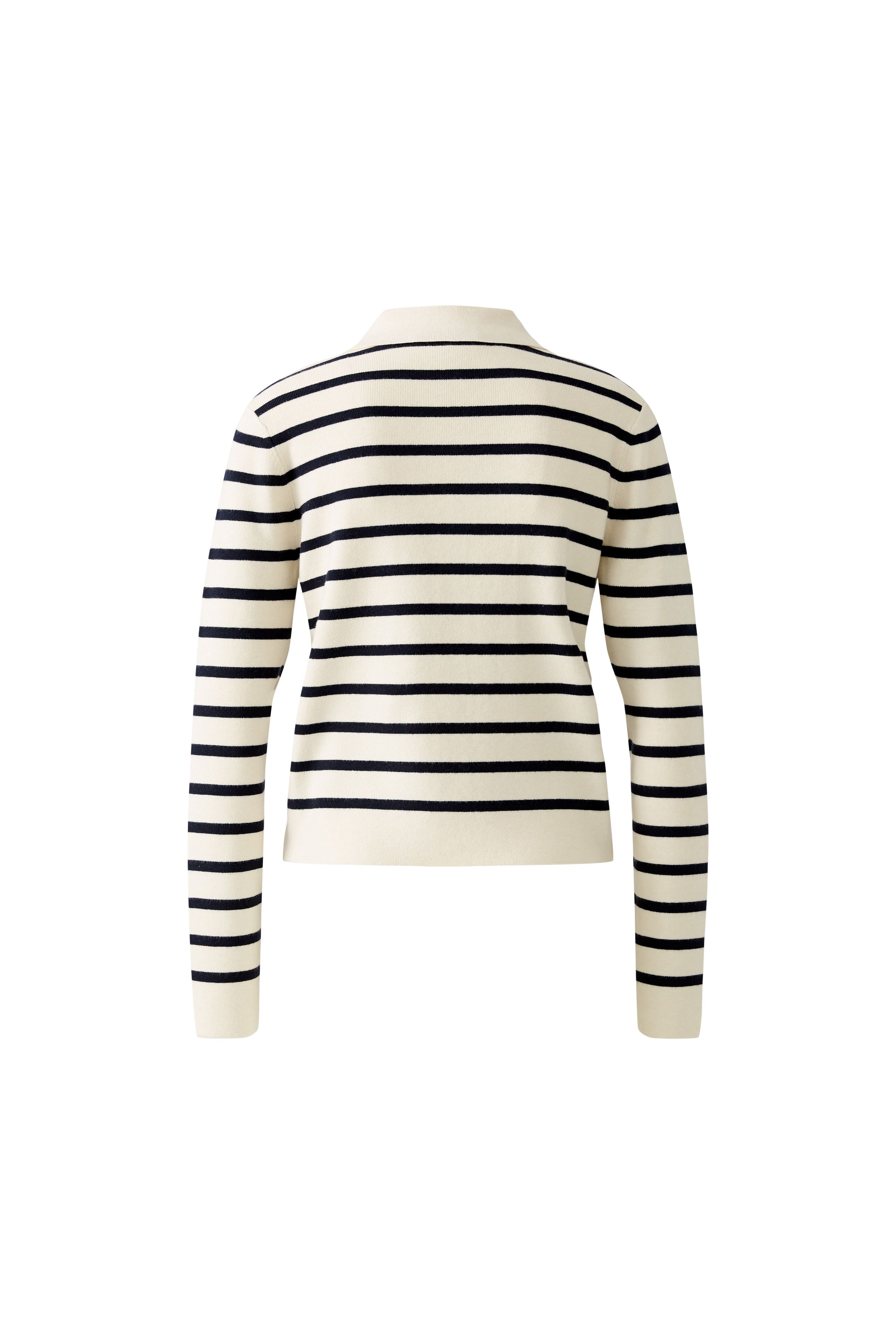 Collared Cardigan - White/Blue