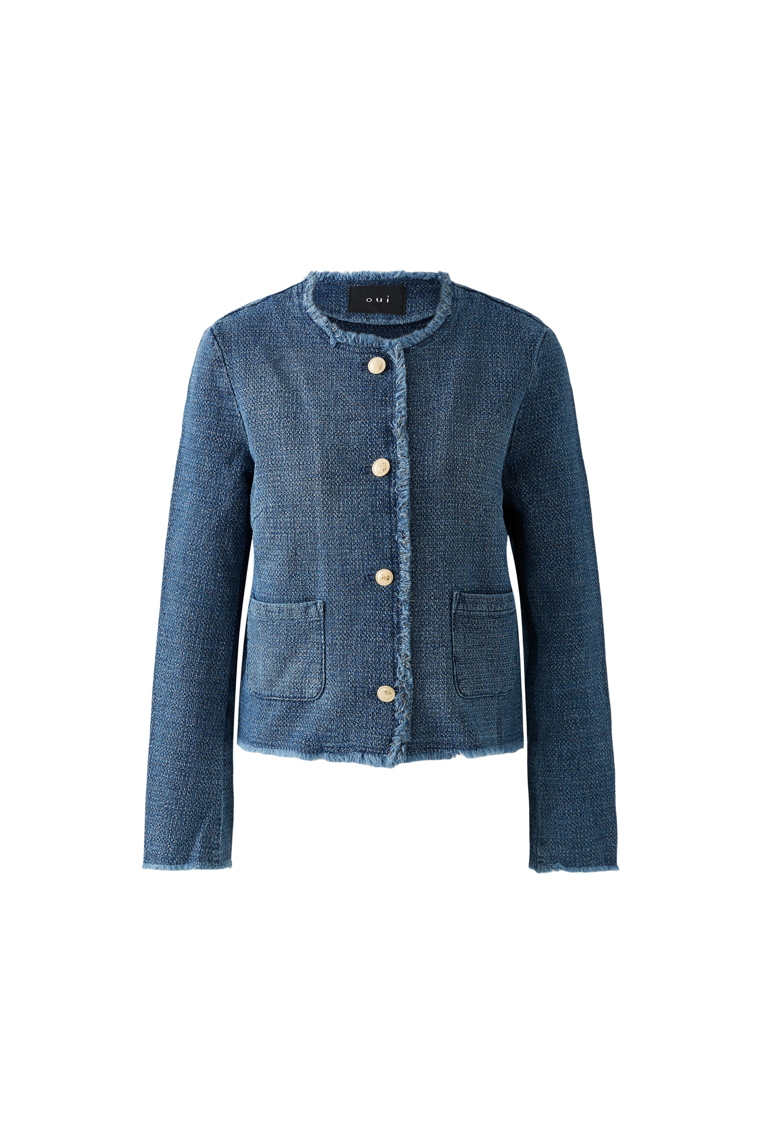 Raw Edged Jacket - Denim Blue