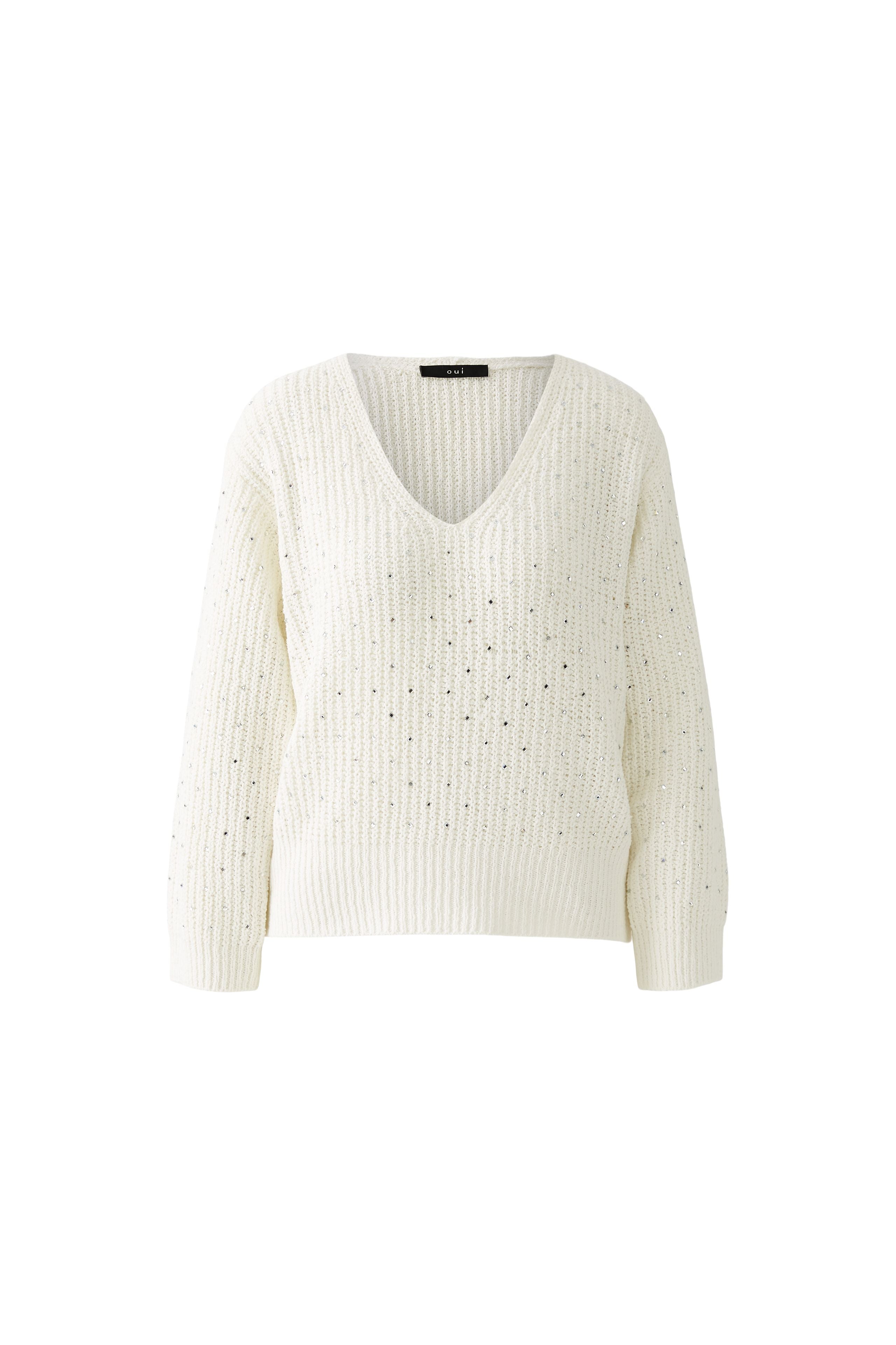 Crystal V-Neck Jumper - Off White