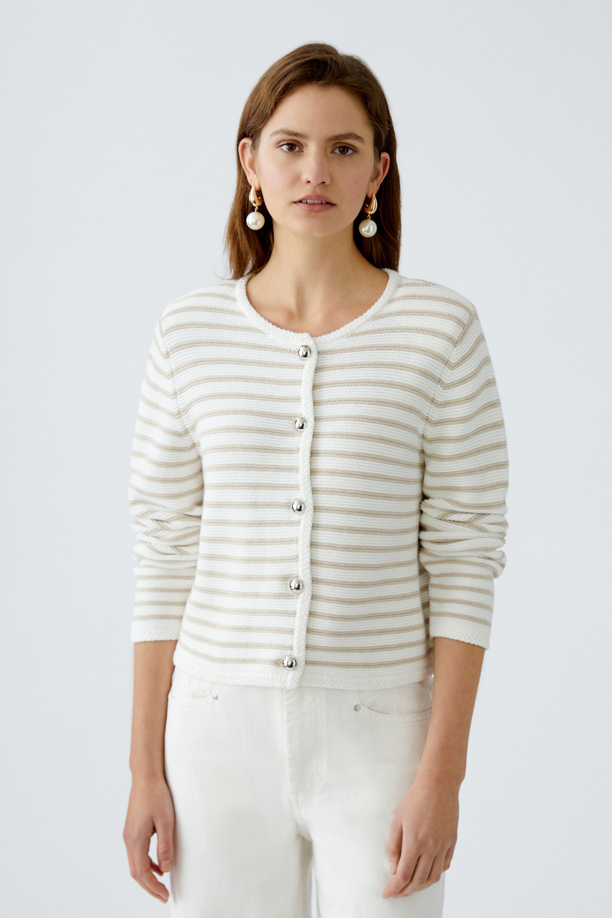 Striped Cardigan - White/Cream