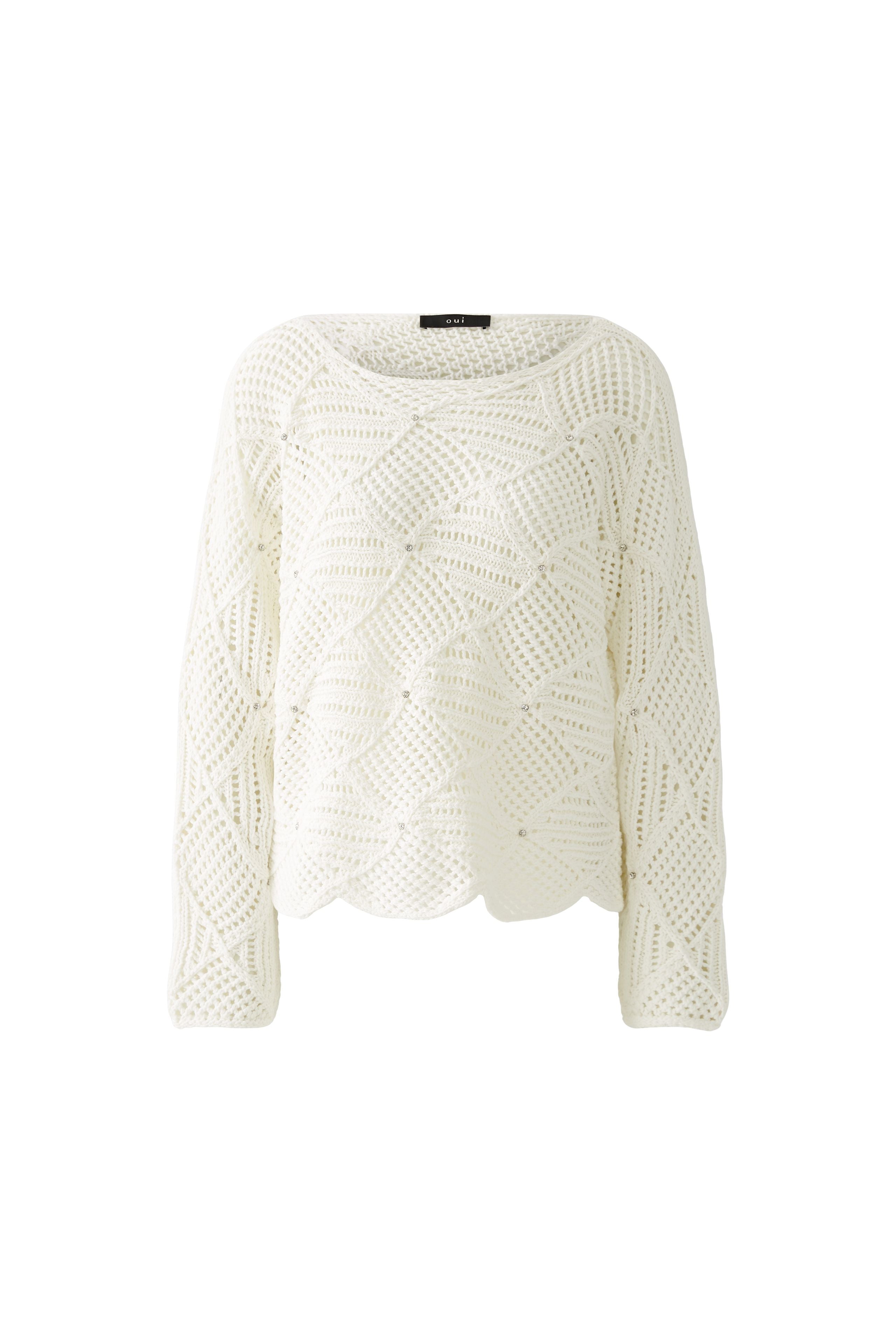 Scalloped Edge Jumper - White