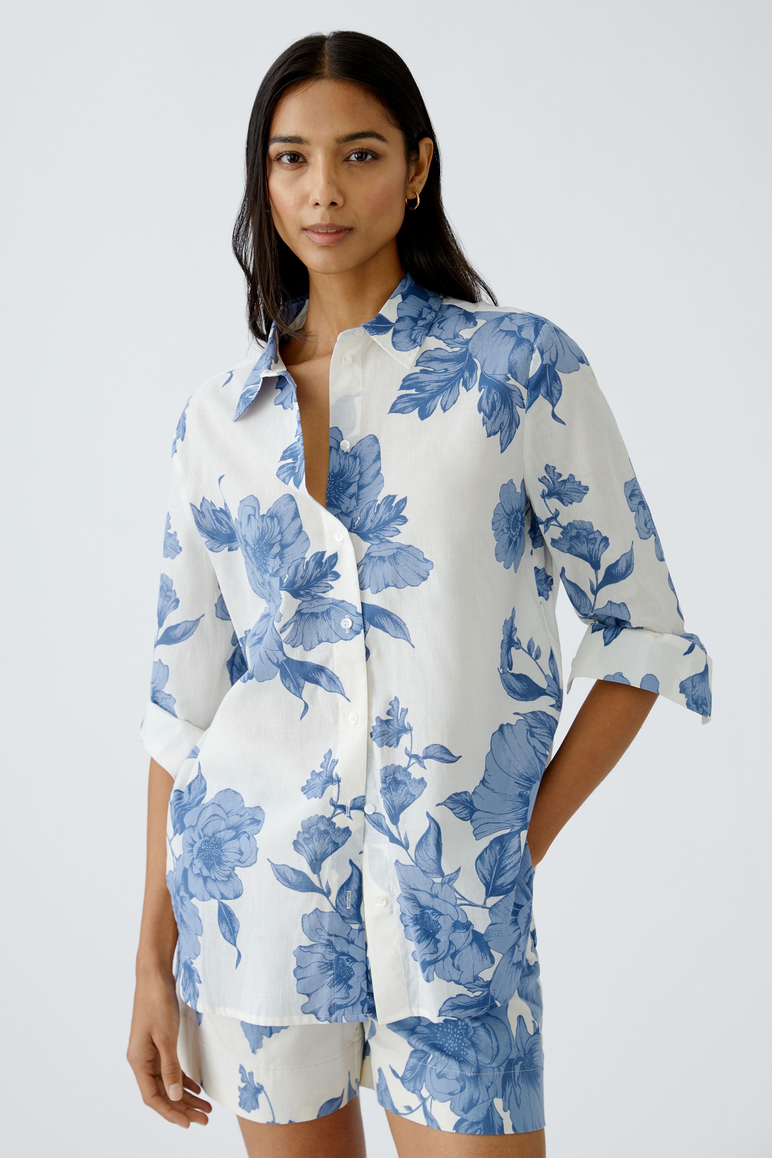 Floral Shirt - Blue/White