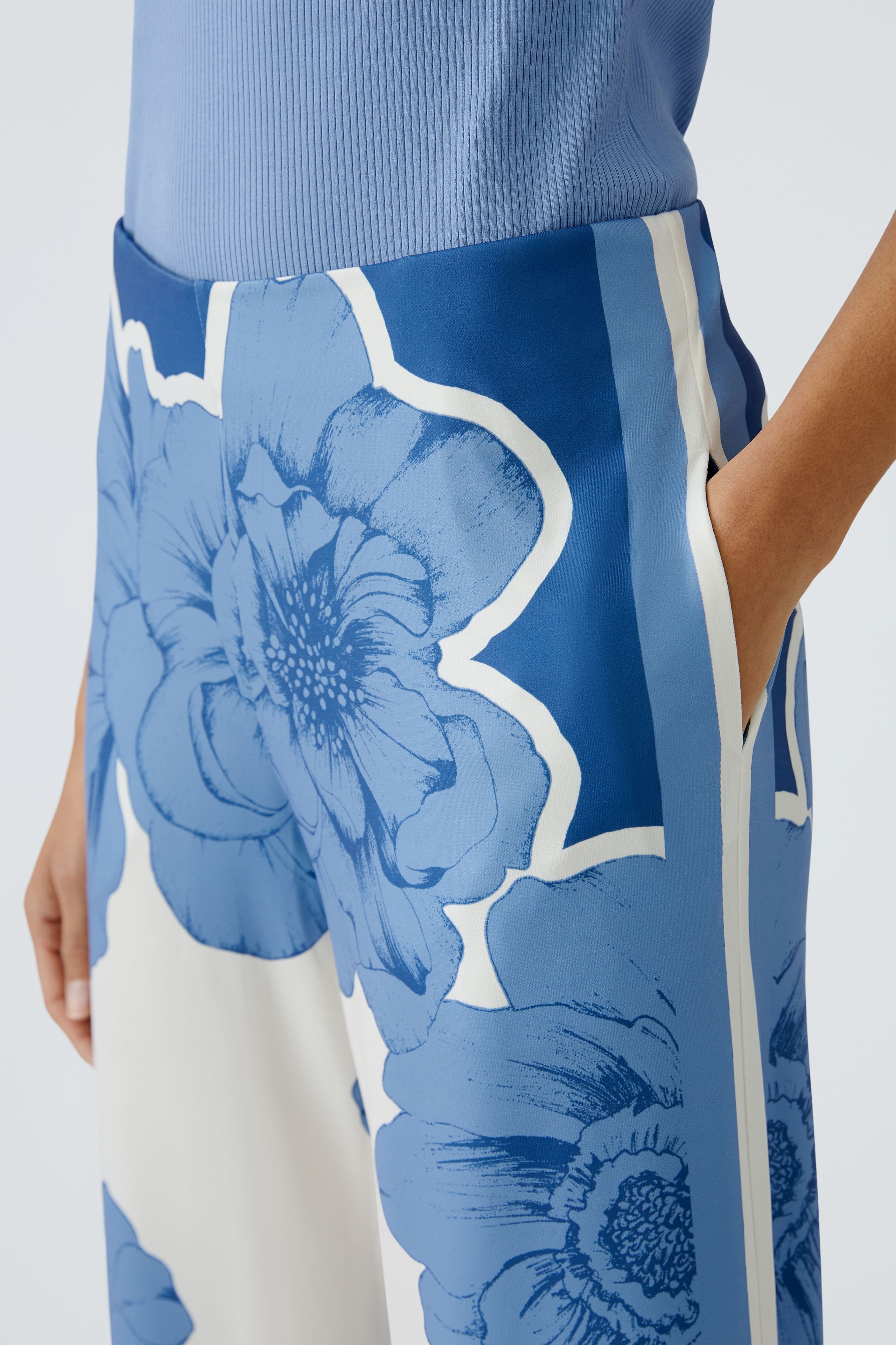 Floral Trousers - Blue/White