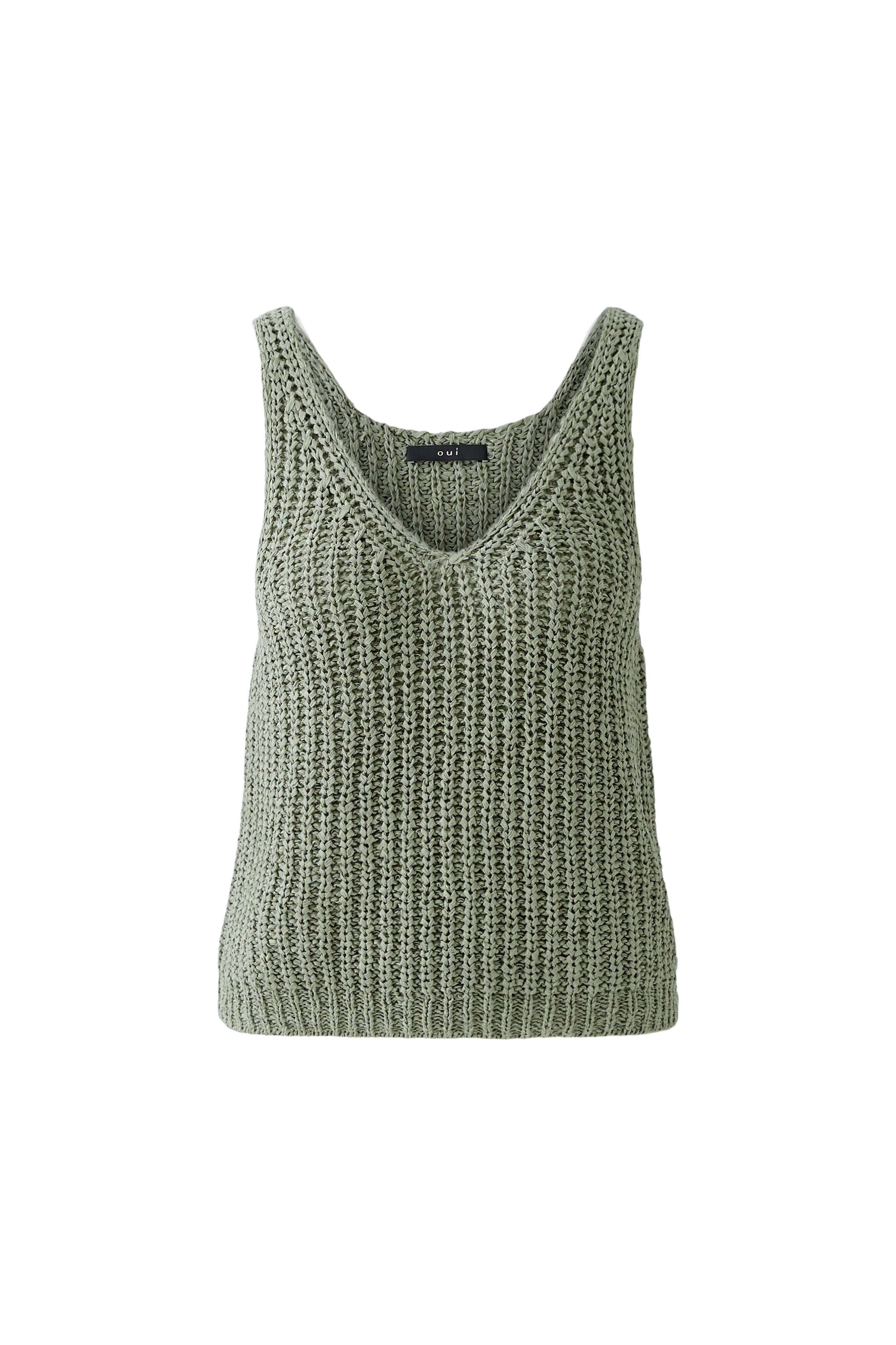 V-Neck Knitted Vest - Sage Green