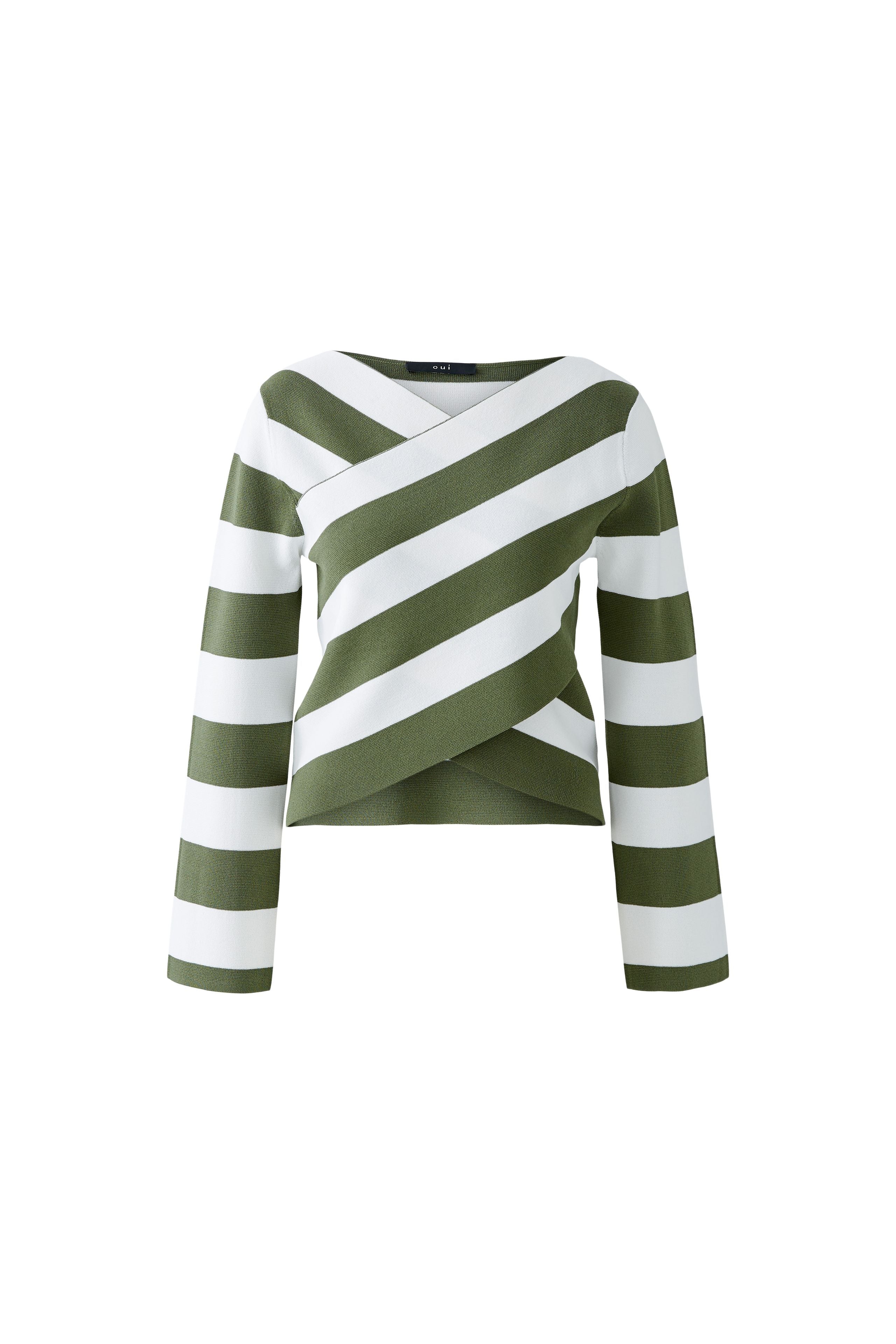 Striped Crossover Jumper - Green/White