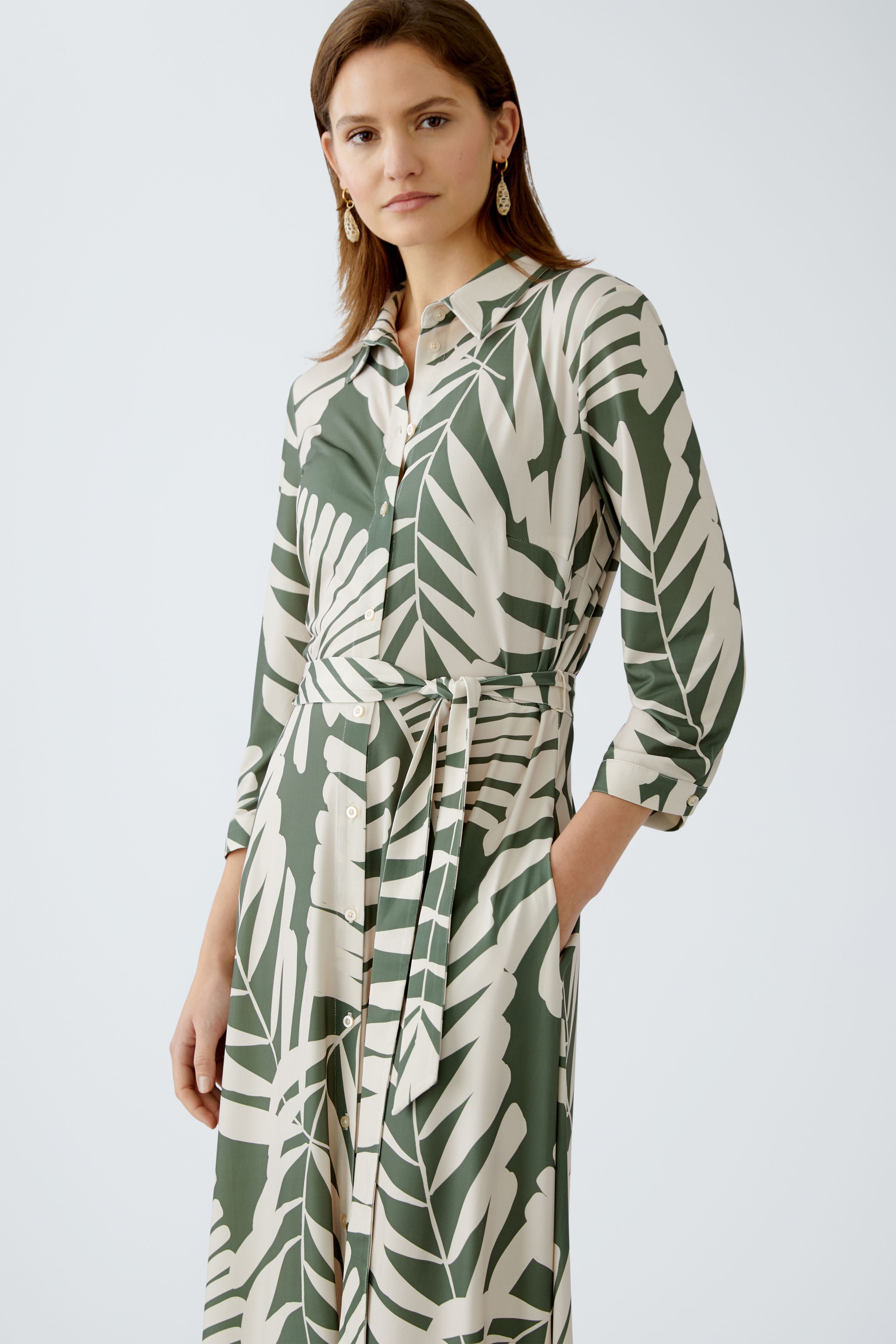 Shirt Floral Dress - Green/White