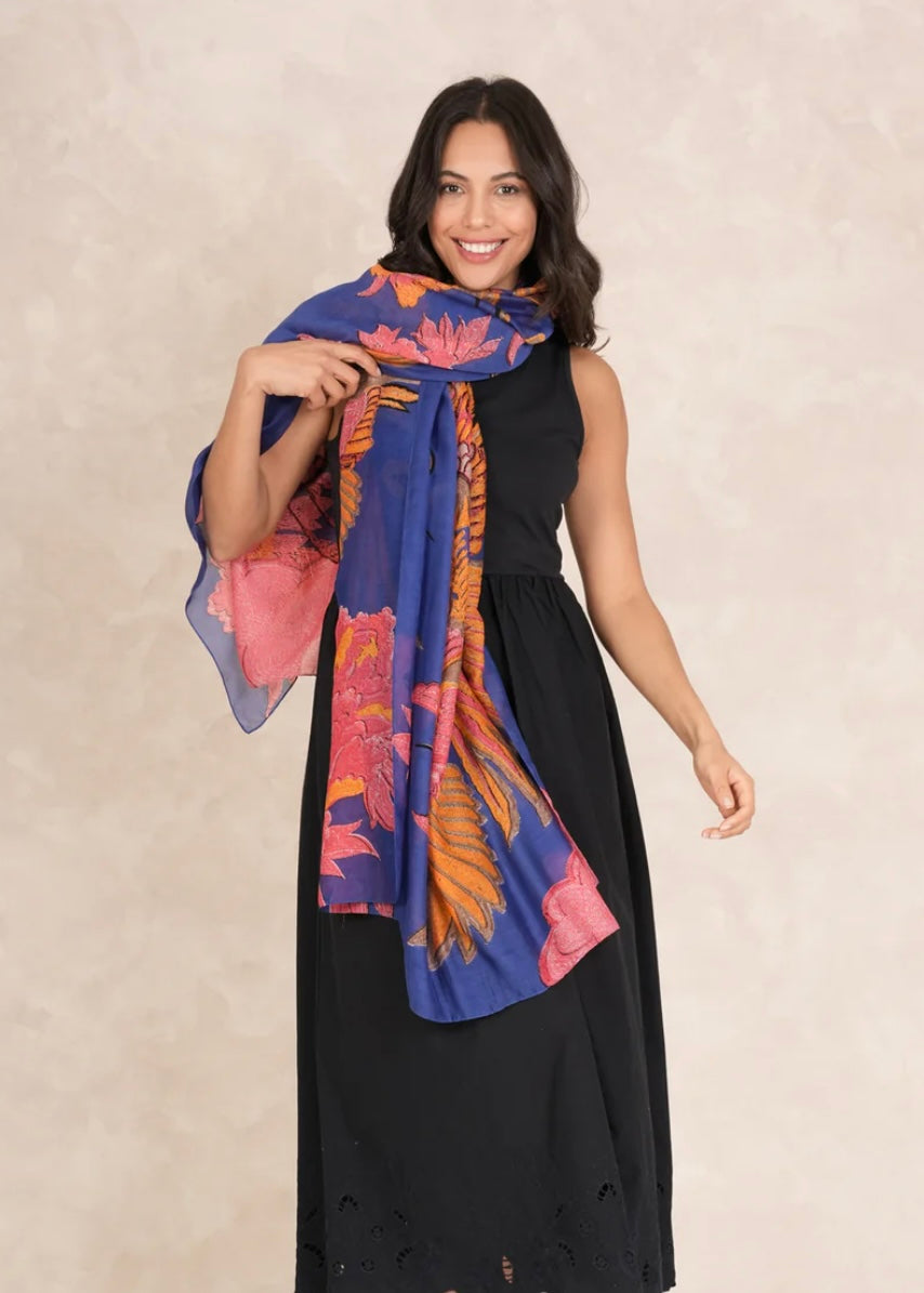 Crane Scarf - Blue