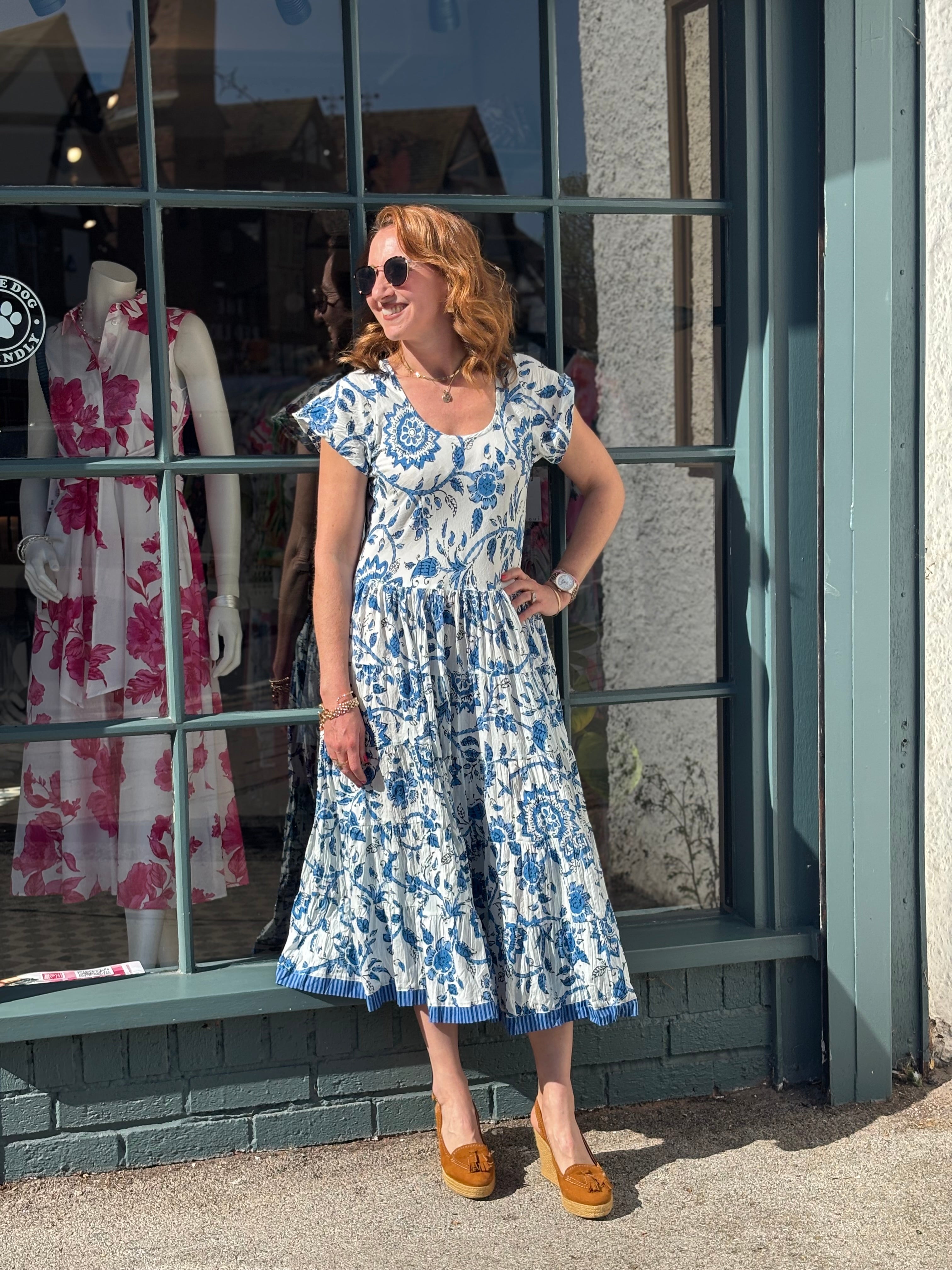 Pranella Floral Dress - Blue/White