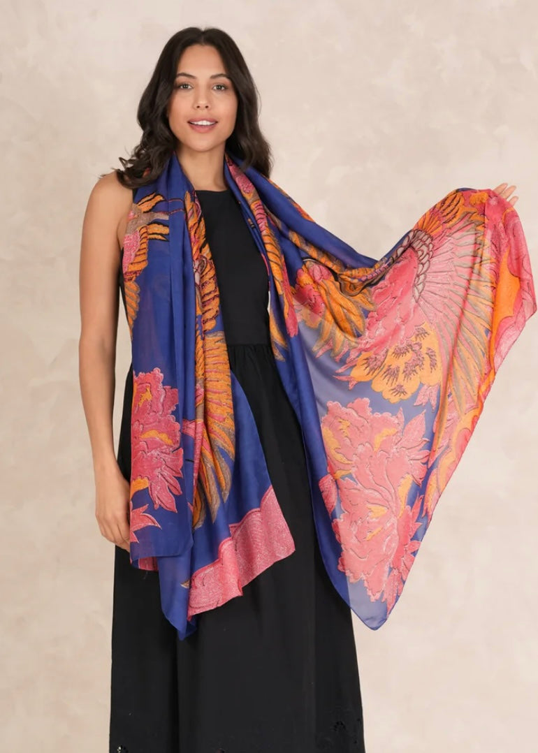 Crane Scarf - Blue