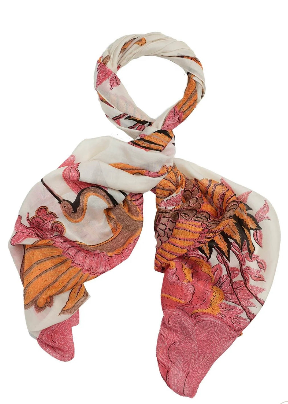 Crane Scarf - Pink/Cream