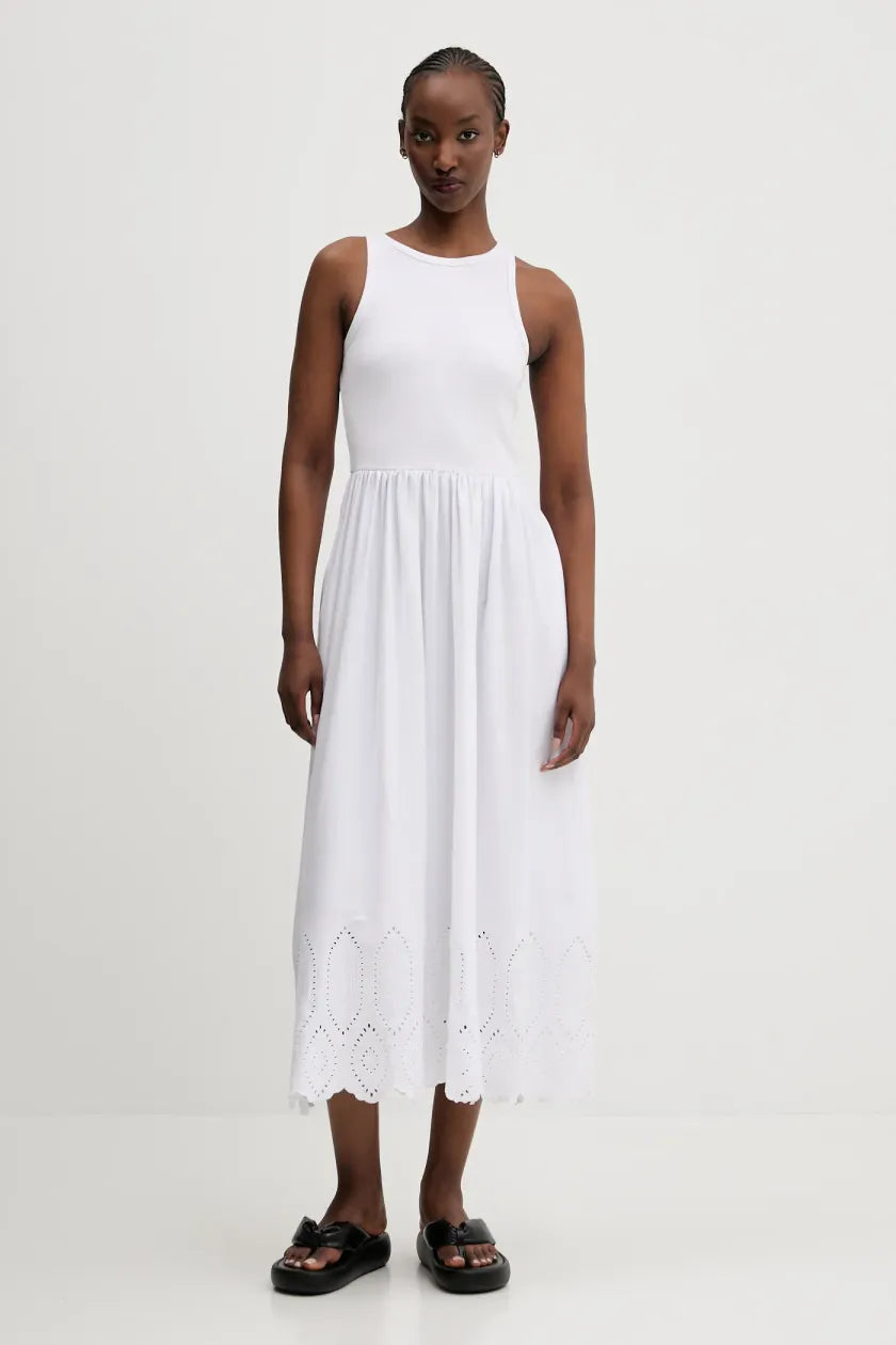 Ribbed Top Dress - White