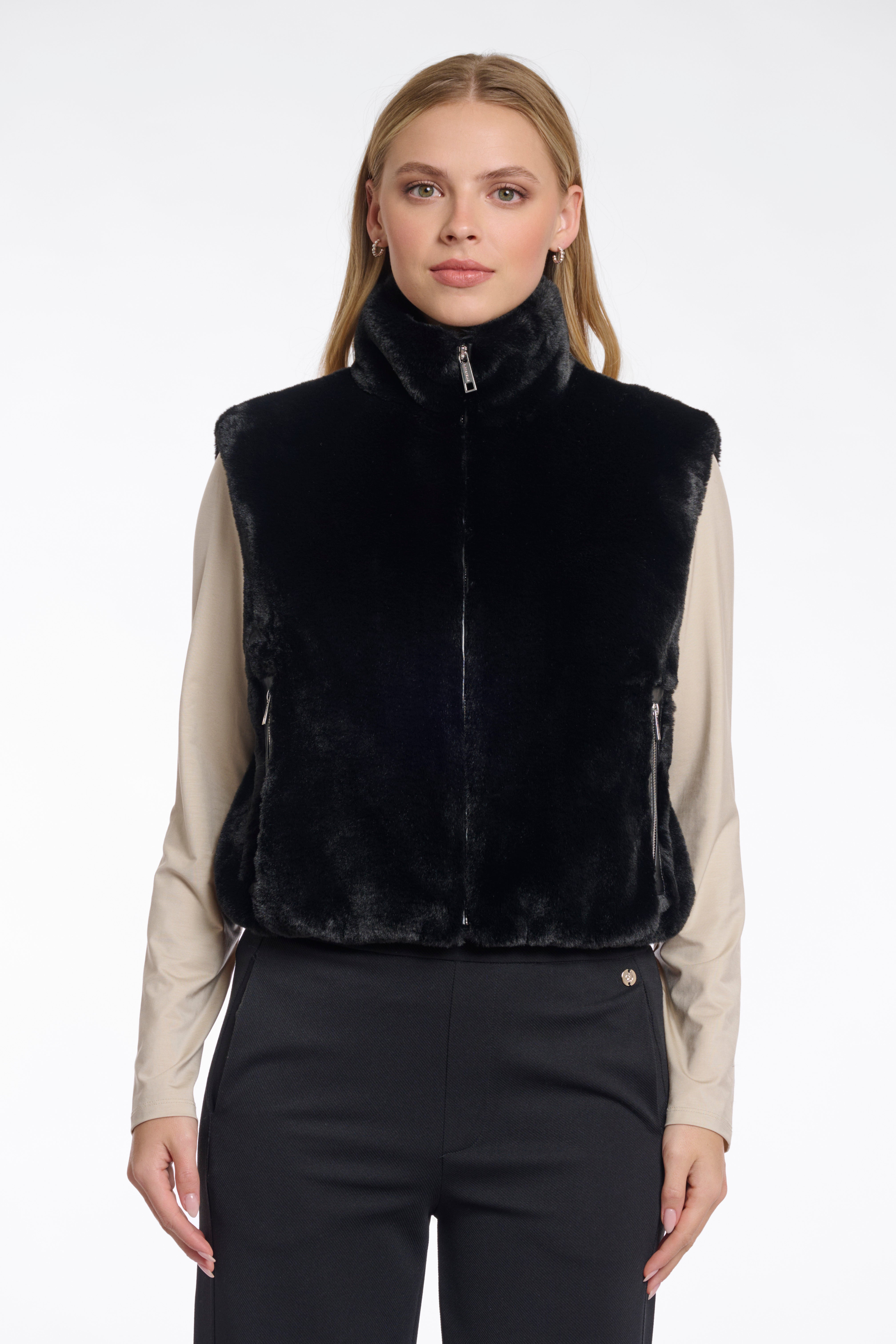 Nikki Faux Fur Gilet - Black