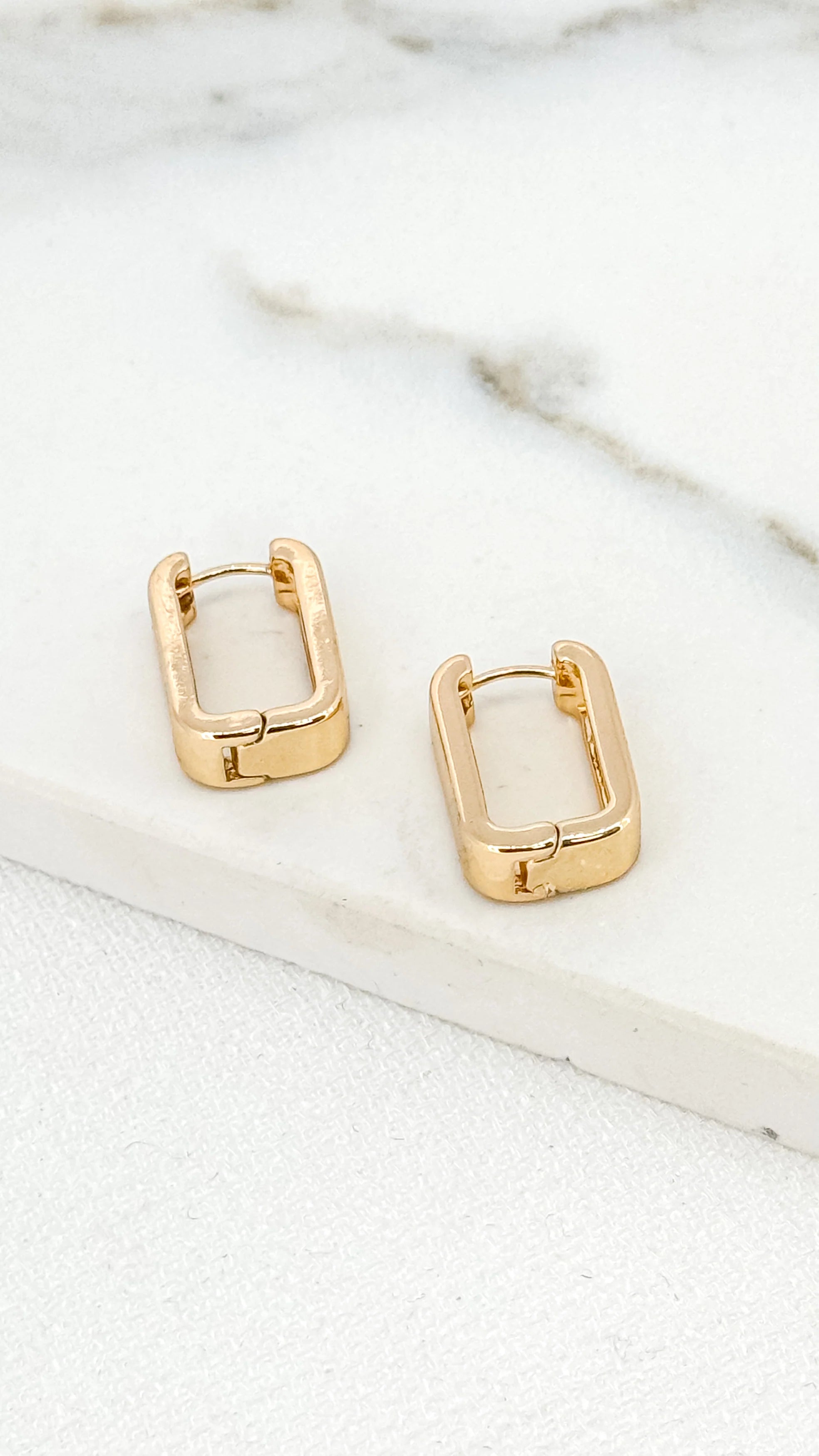 Square Cut Out Earrings - Gold