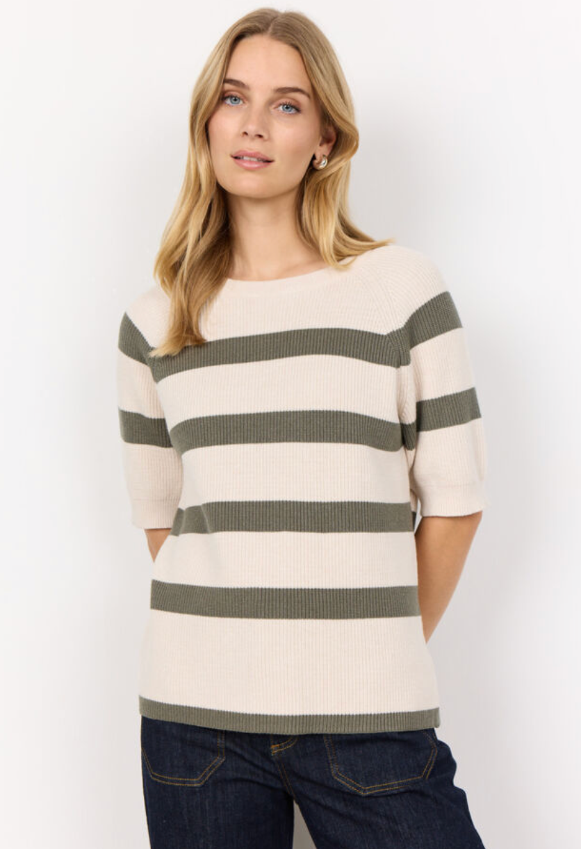 Kanita Striped Jumper - Cream/Khaki