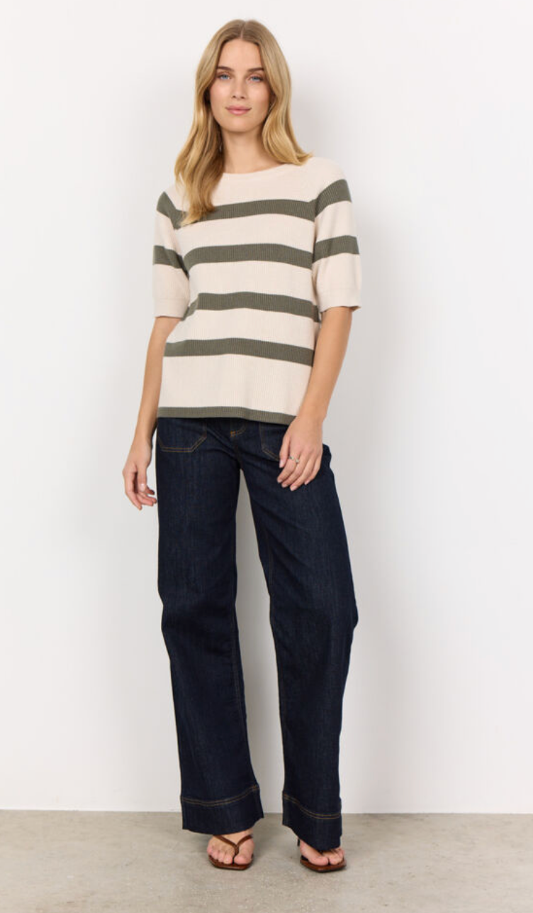 Kanita Striped Jumper - Cream/Khaki