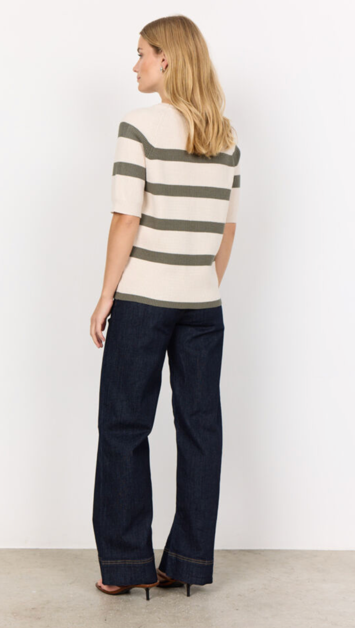 Kanita Striped Jumper - Cream/Khaki