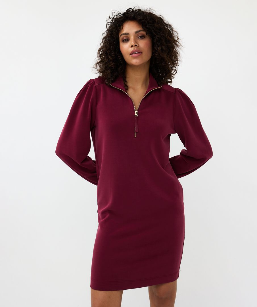 Dress Zipp Col Modal - Wine