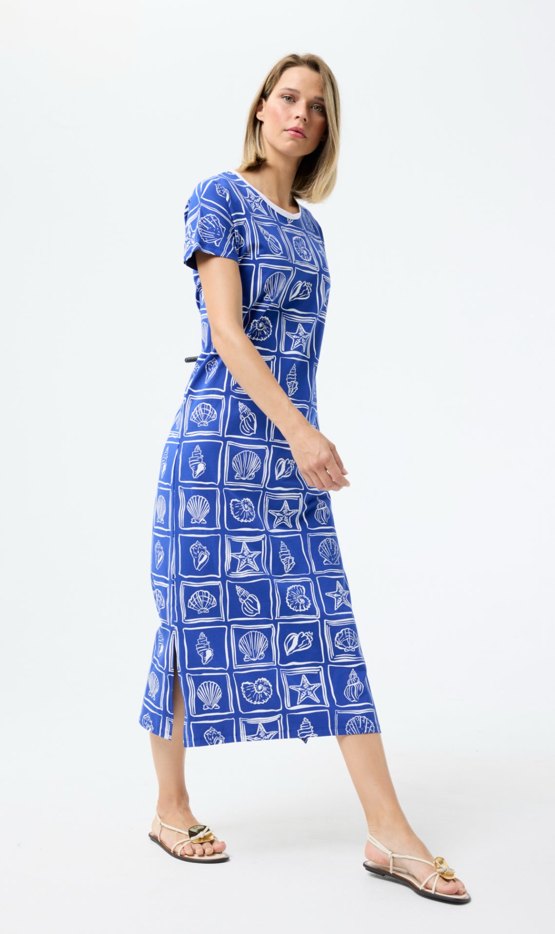 Shell Jersey Dress - Blue/White