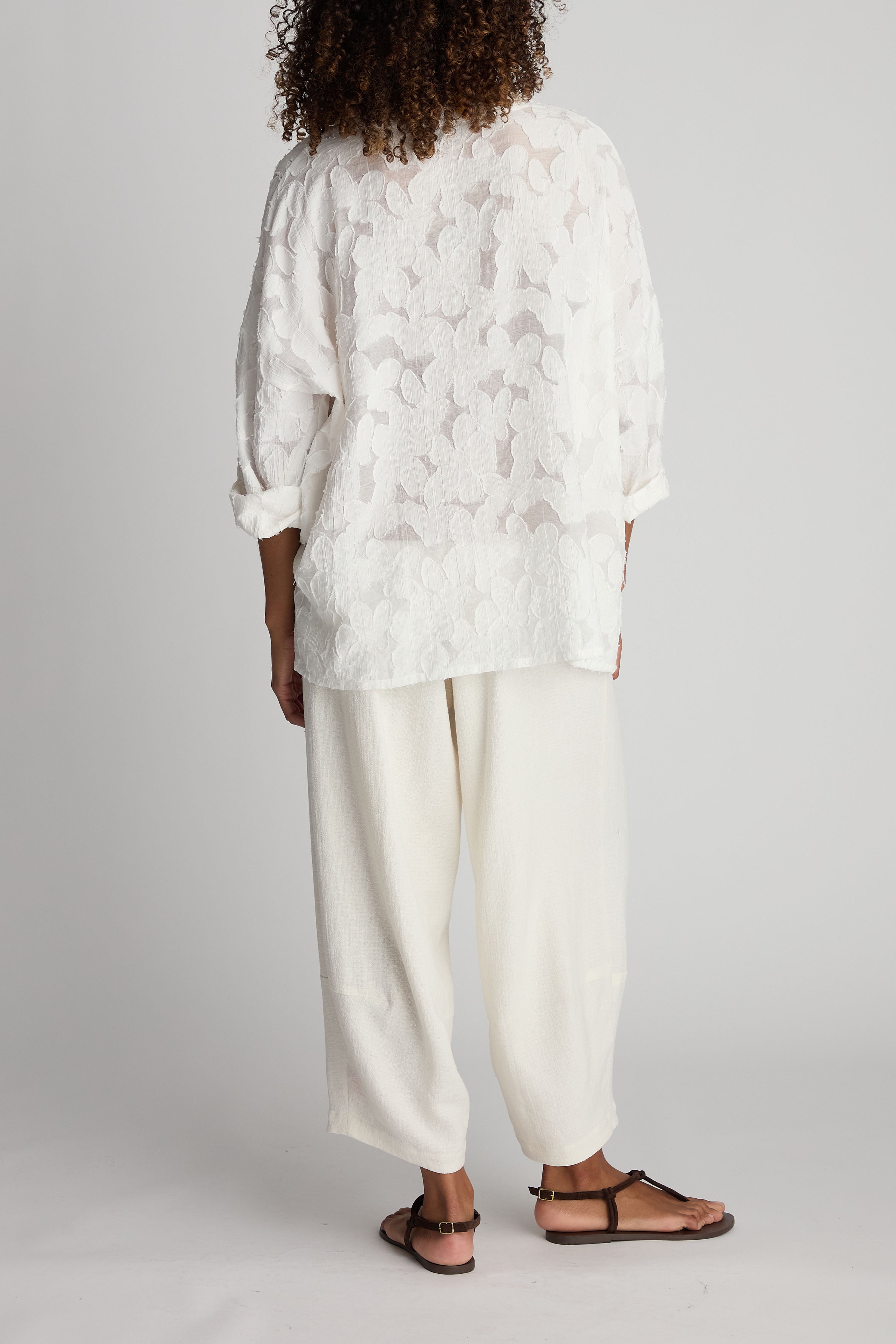Floral Burnout Shirt - White