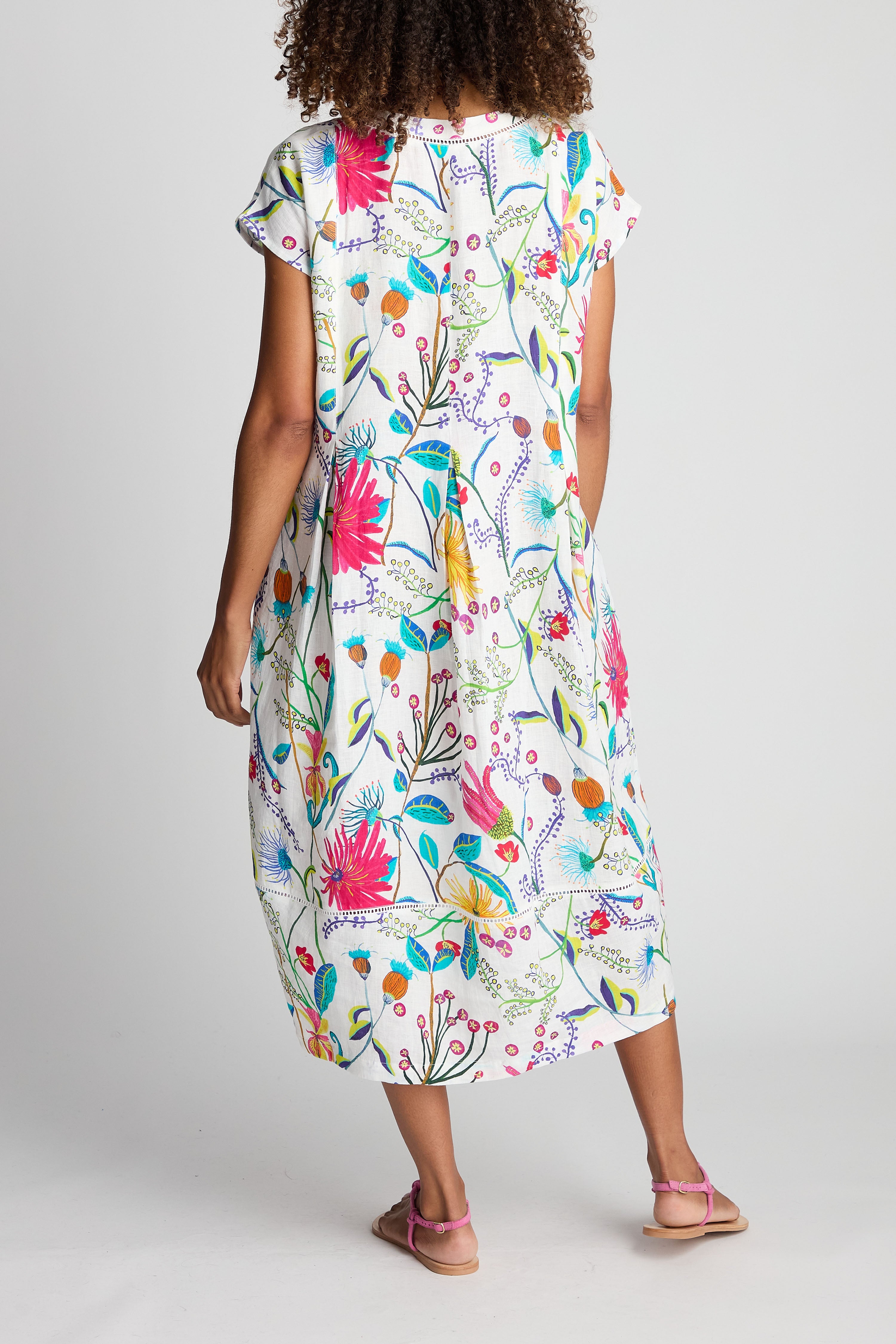 Wild Garden Linen Dress - Multi