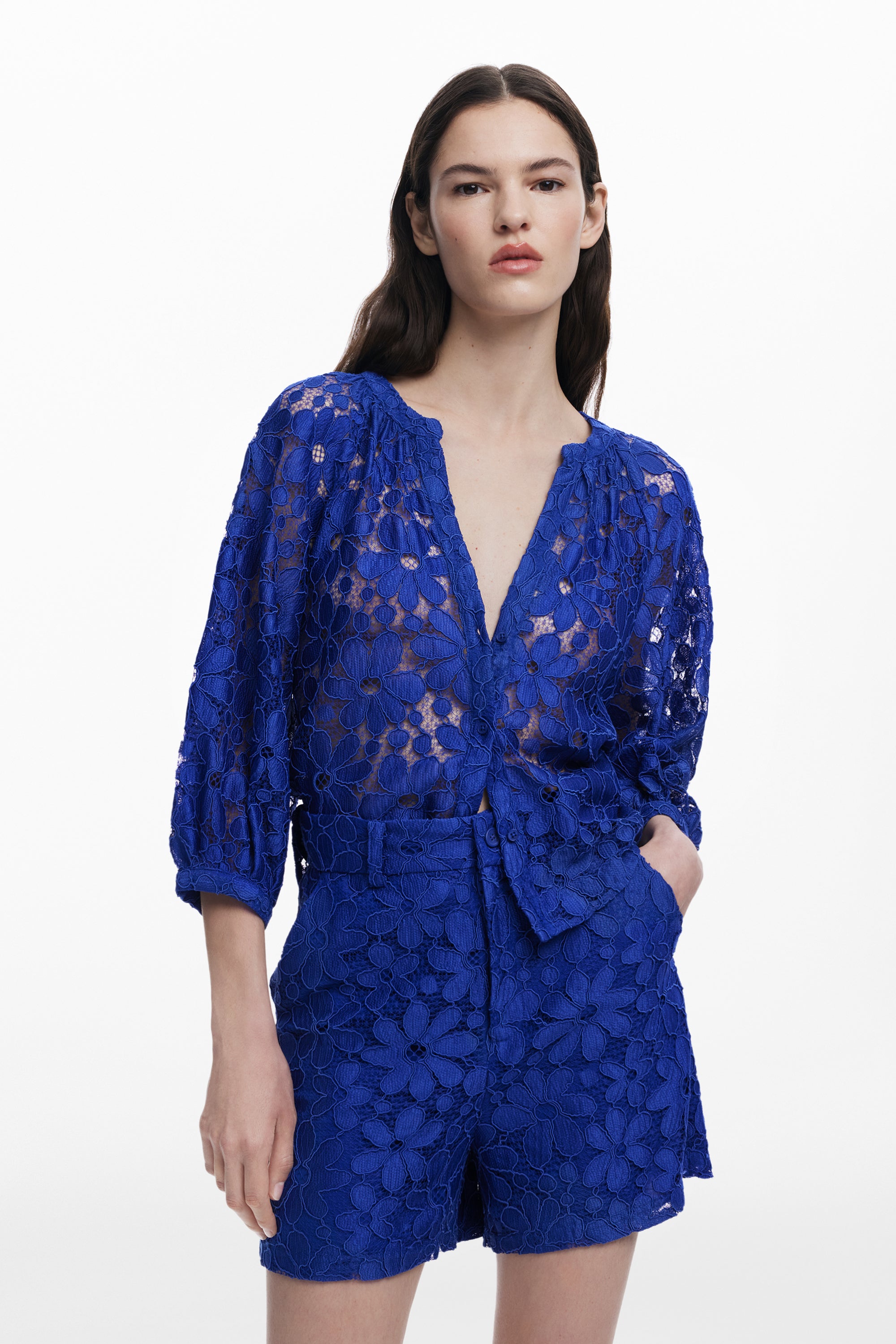 Lace Shorts - Blue