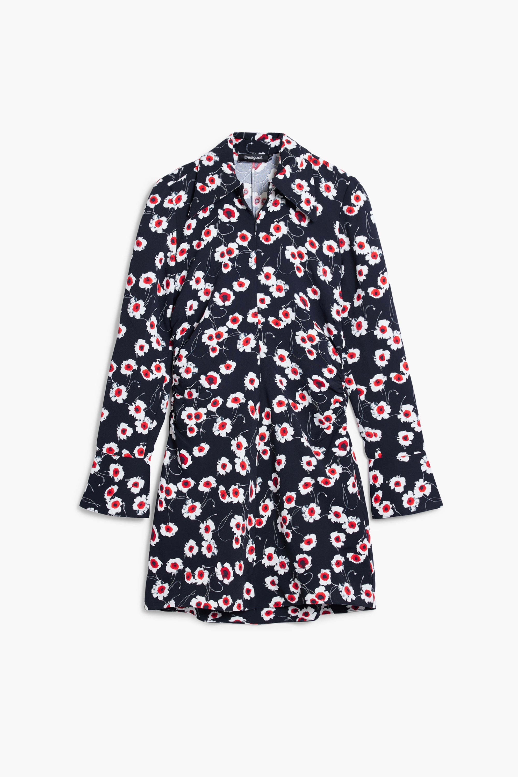 Flower Print Zip Dress - Black