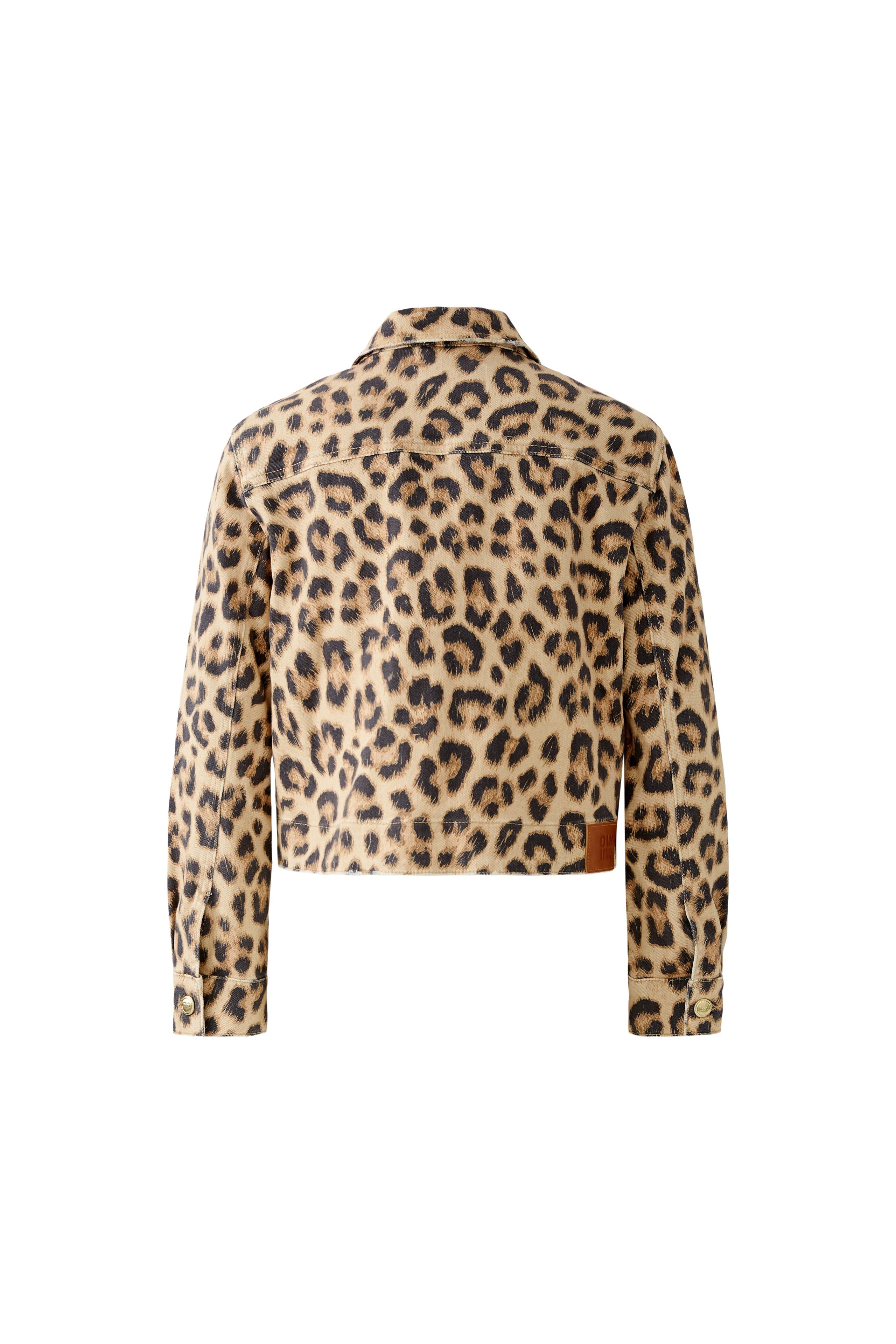 Boxy Denim Jacket - Leopard Print