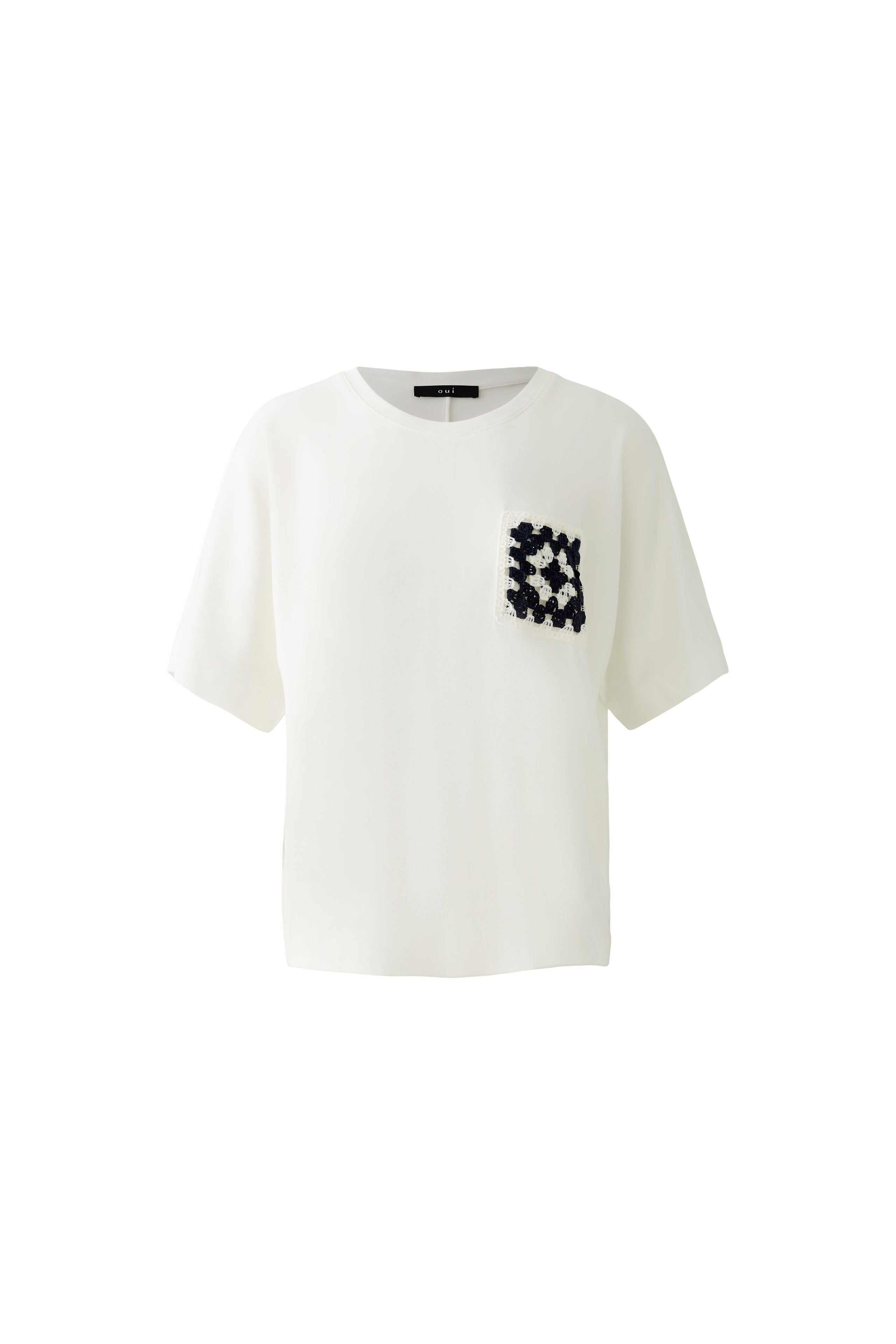 Crochet Pocket T-Shirt - White