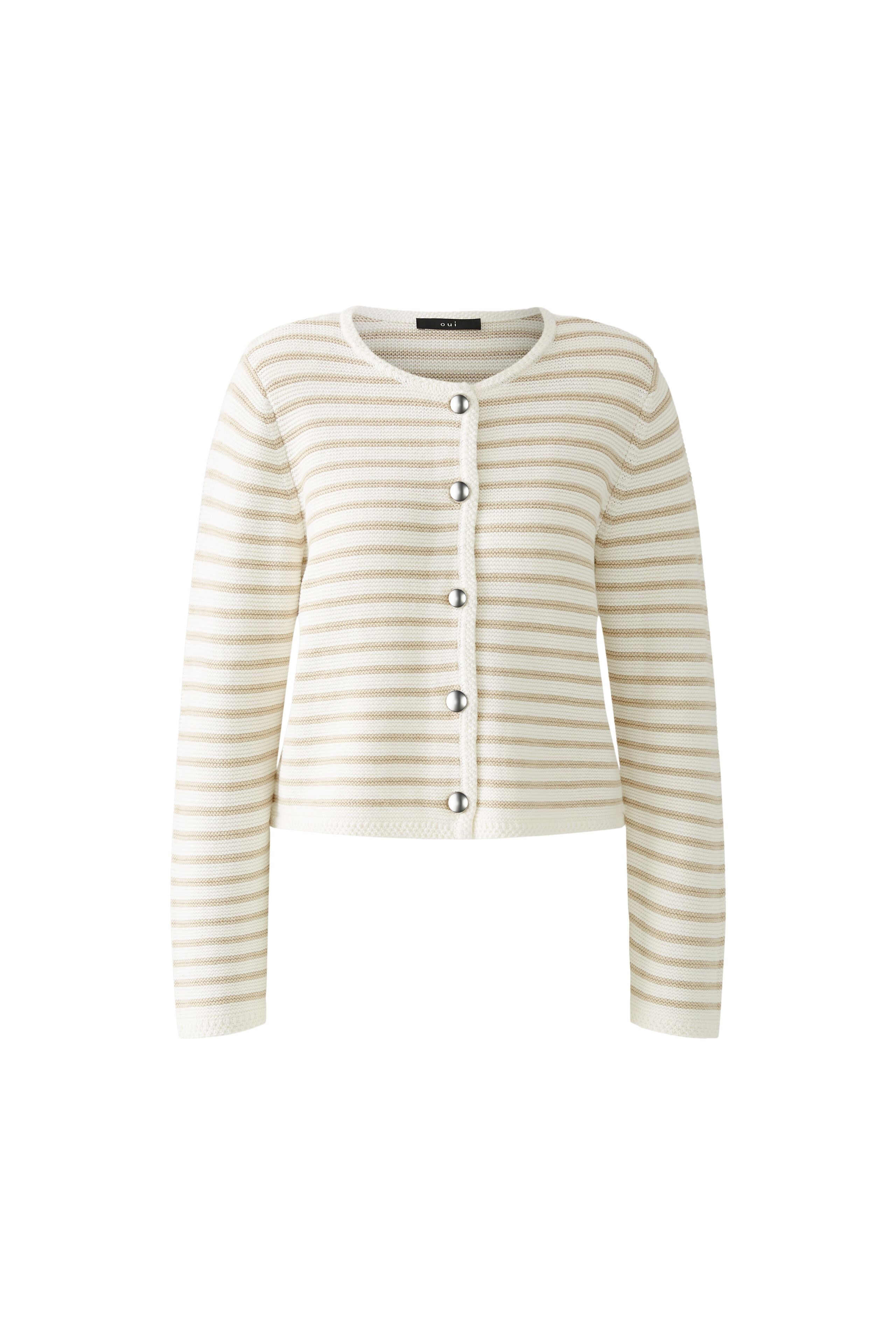 Striped Cardigan - White/Cream