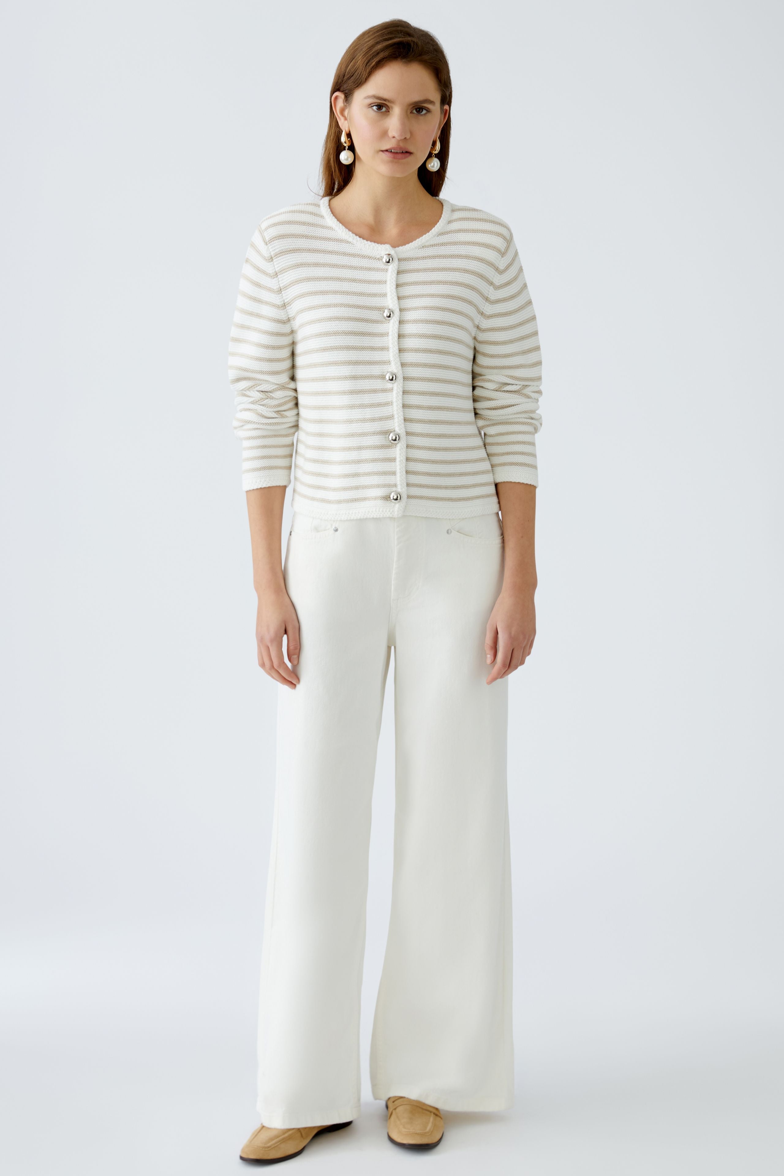 Striped Cardigan - White/Cream