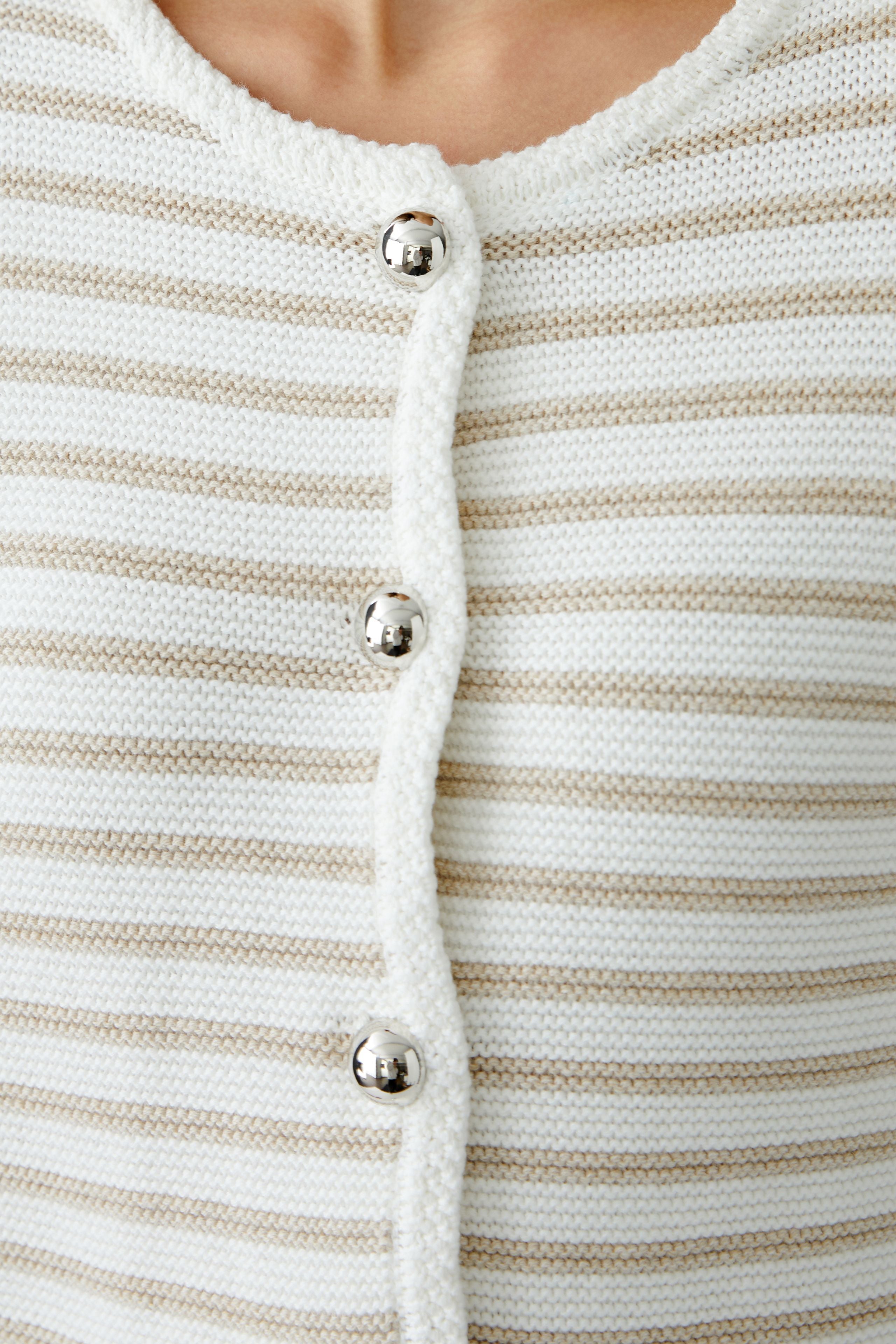 Striped Cardigan - White/Cream