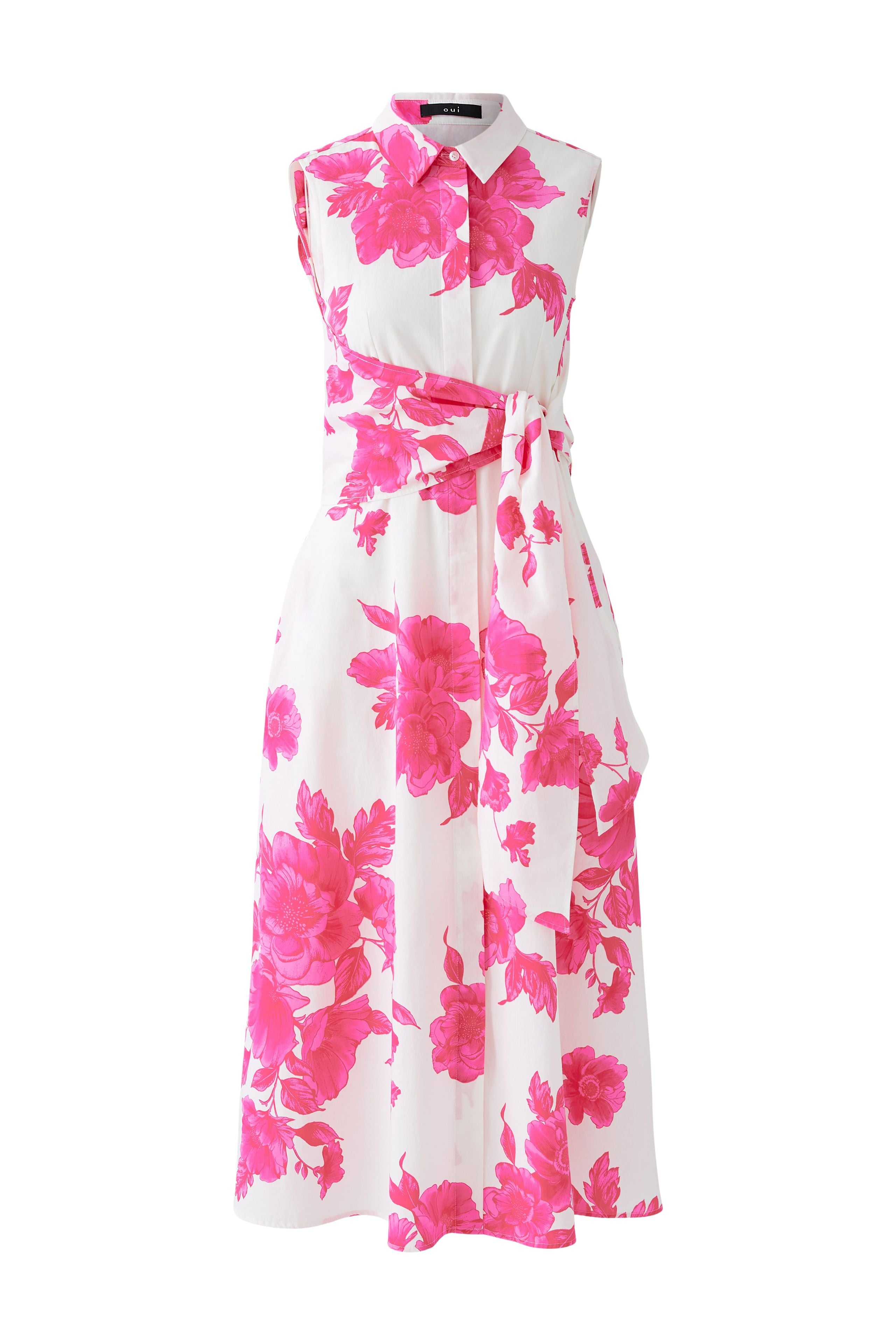 Floral Shirt Dress - White/Pink