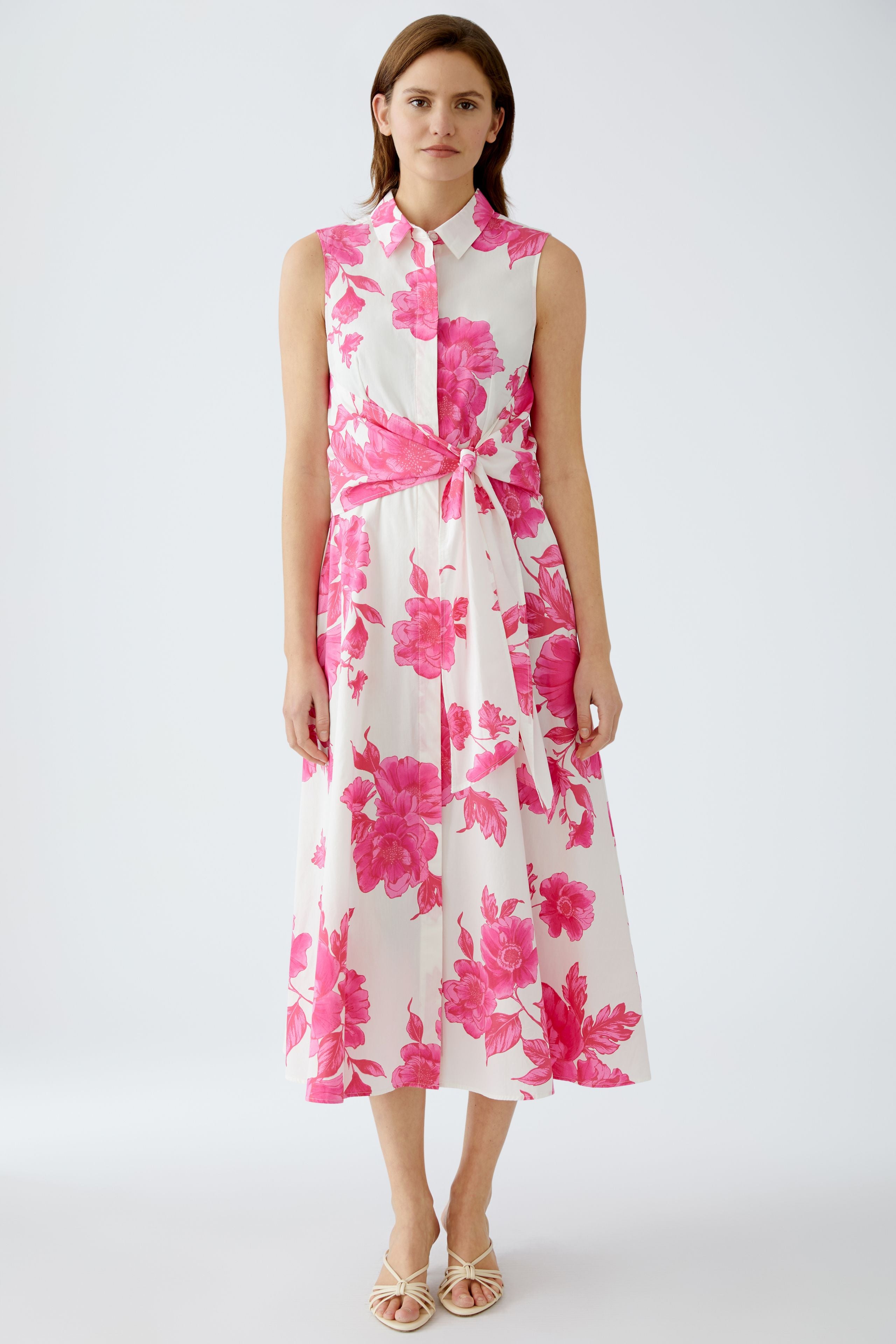Floral Shirt Dress - White/Pink