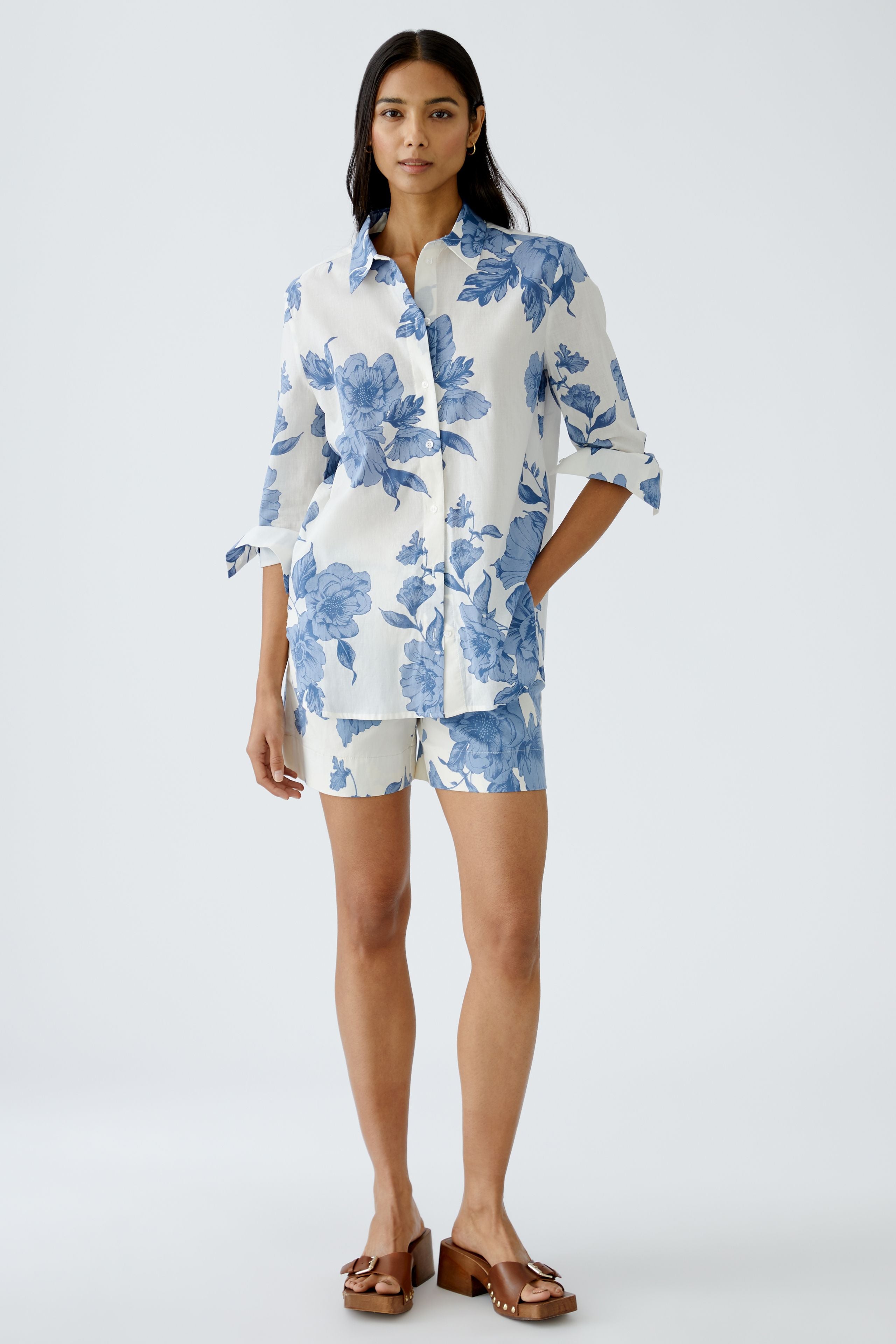 Floral Shirt - Blue/White